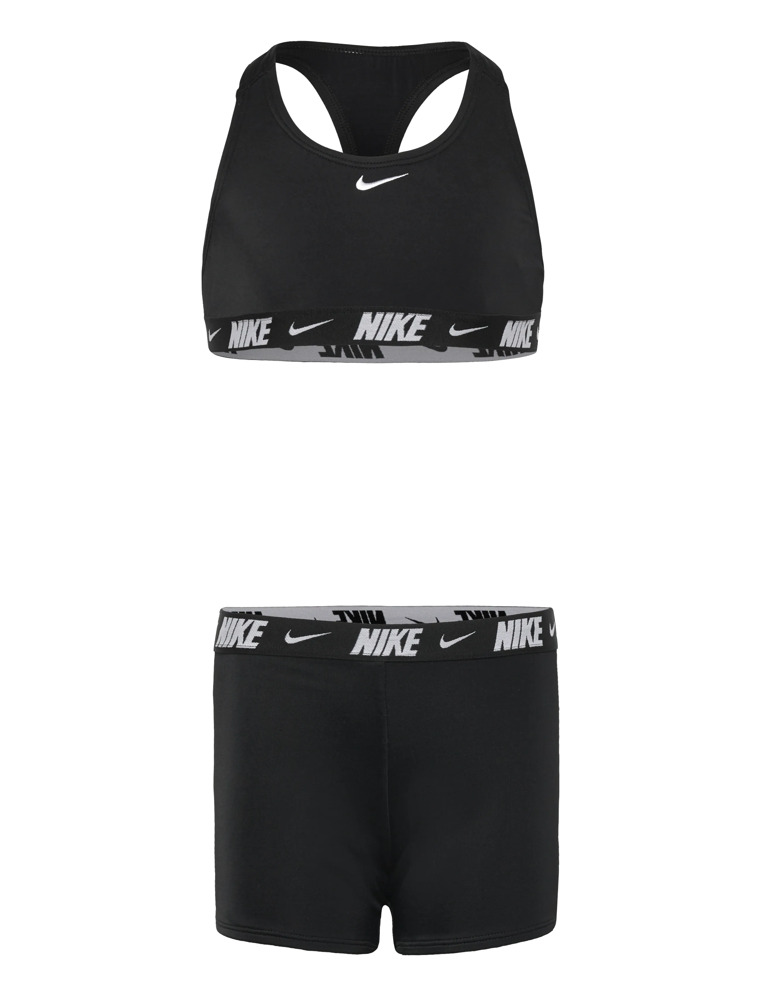 NIKE SWIM Nike Logo Tape Racerback Bikini & Short Set - Badetoy - BLACK / black
