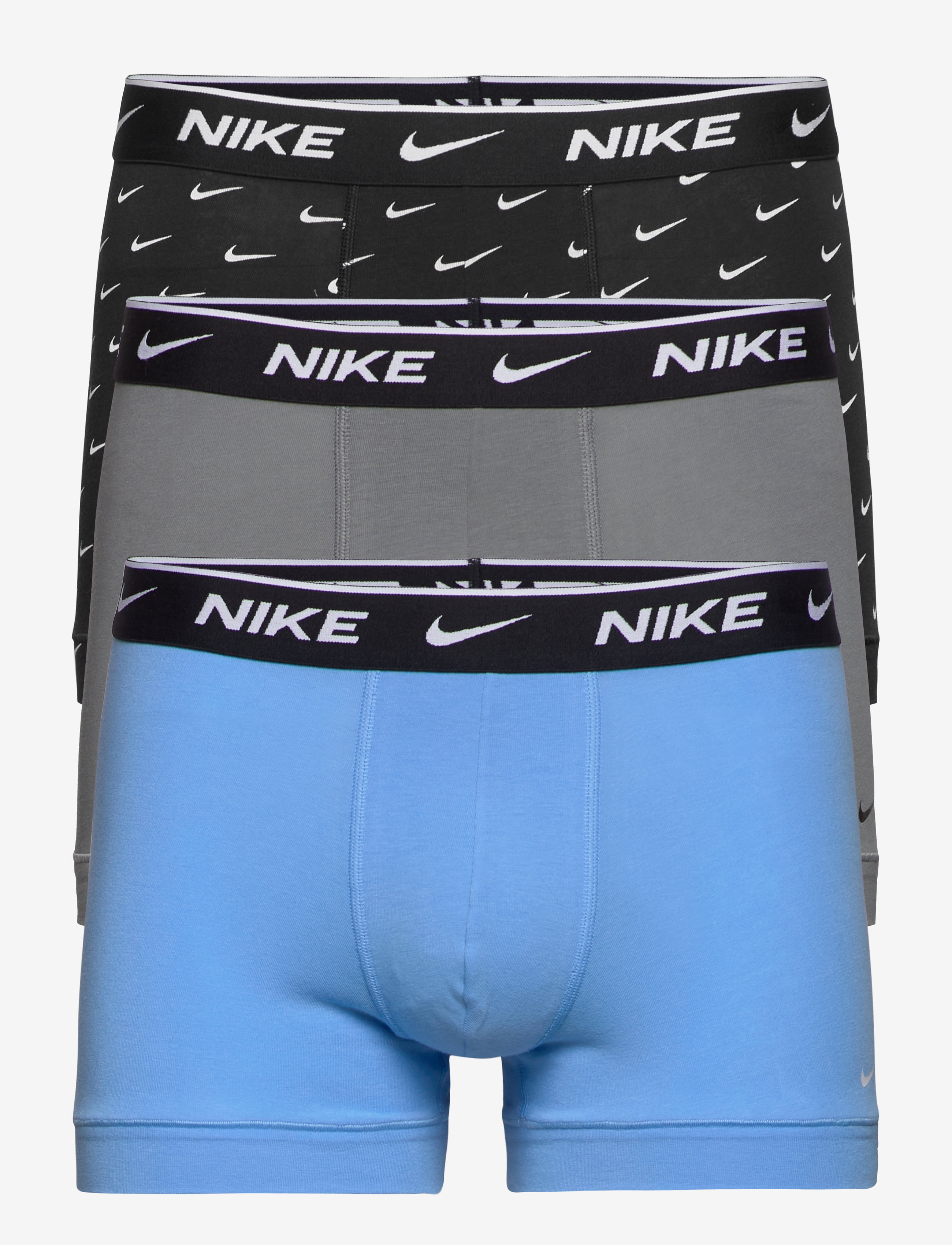 NIKE Underwear TRUNK 3PK - Nowosci - SWOOSH PRINT COOL GREY UNIVERSITY B / grey
