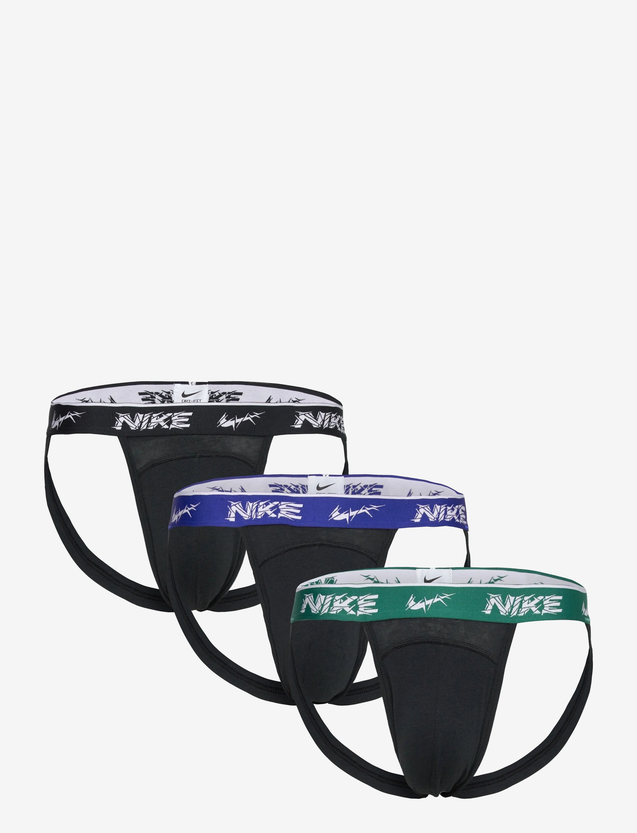 NIKE Underwear - JOCK STRAP 3PK - underwear - blk evrgrn a/dp ngt/anthr shttrd wb - 0