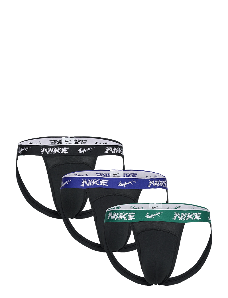 NIKE Underwear - JOCK STRAP 3PK - underwear - blk evrgrn a/dp ngt/anthr shttrd wb - 0