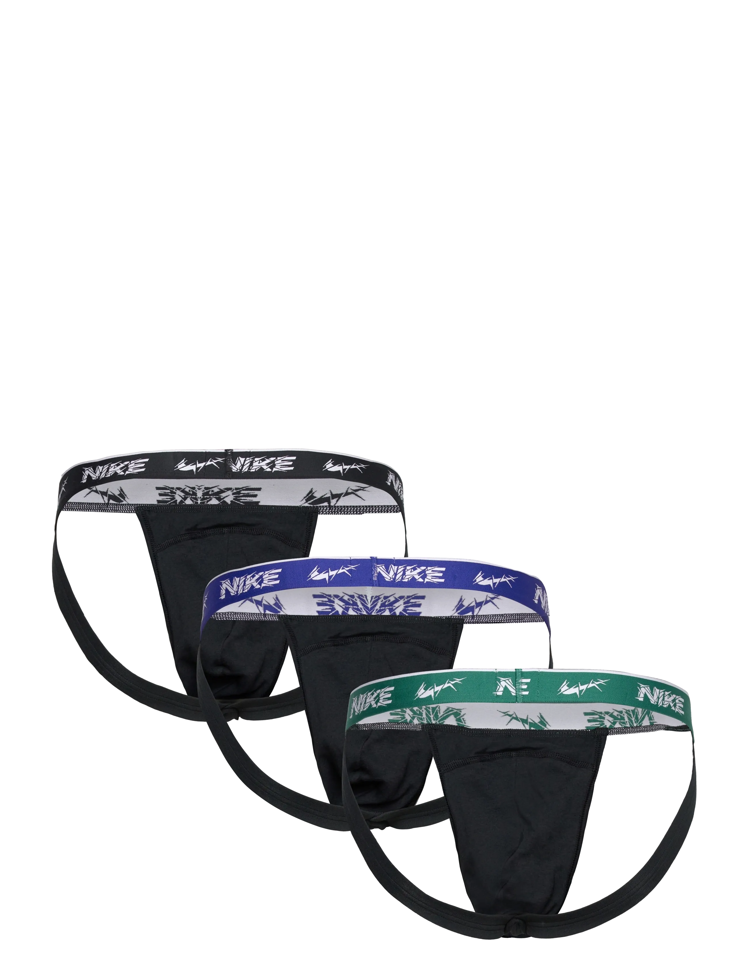 NIKE Underwear - JOCK STRAP 3PK - aluspesu ja sokid - blk evrgrn a/dp ngt/anthr shttrd wb - 1