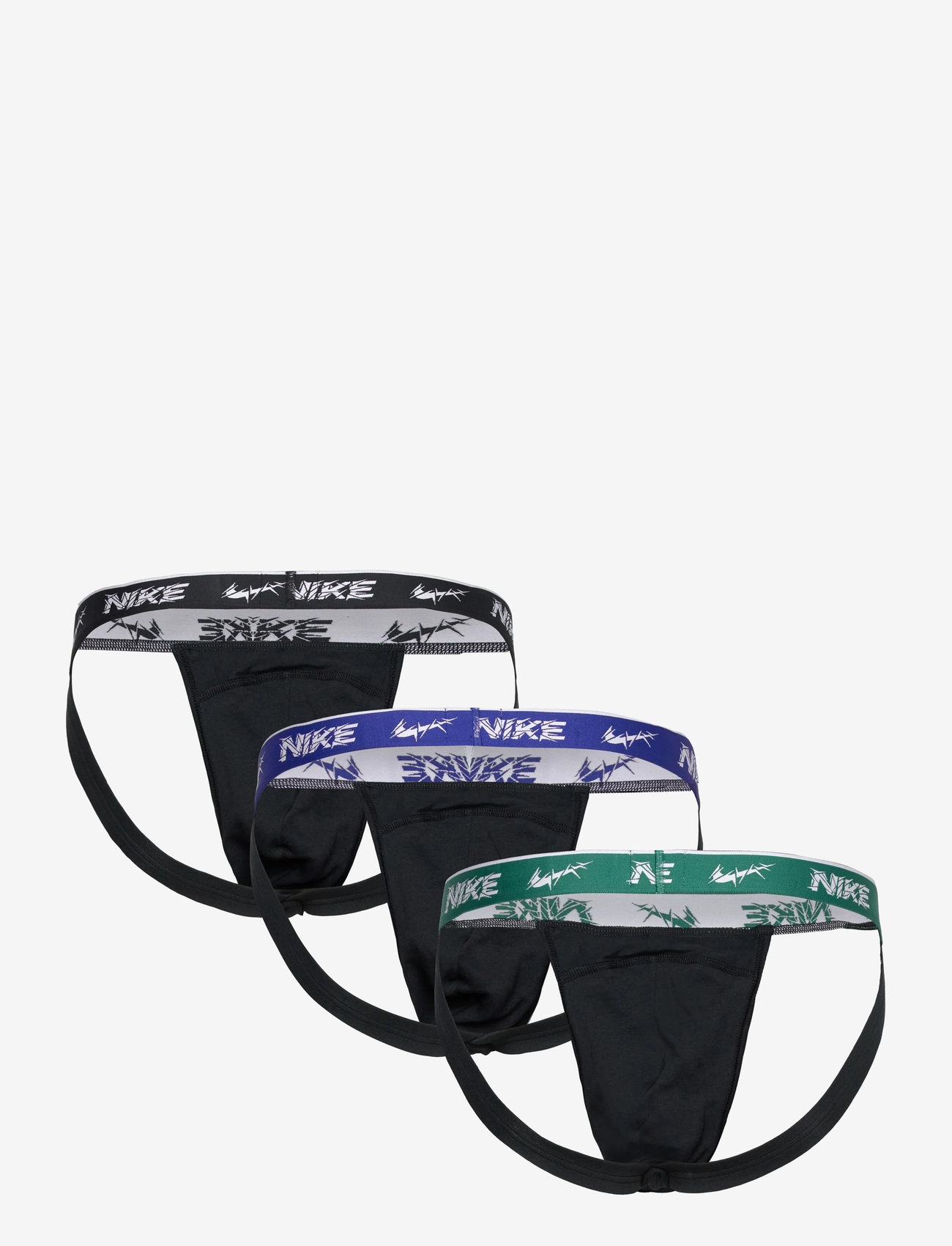 NIKE Underwear - JOCK STRAP 3PK - underwear - blk evrgrn a/dp ngt/anthr shttrd wb - 1