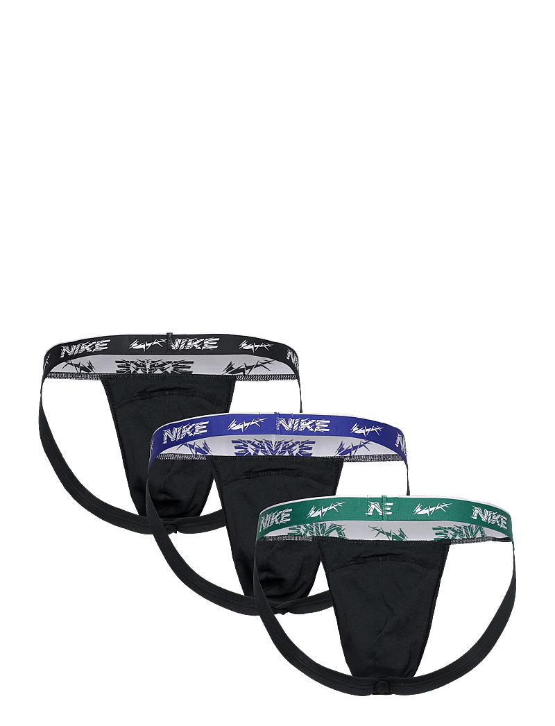 NIKE Underwear - JOCK STRAP 3PK - underwear - blk evrgrn a/dp ngt/anthr shttrd wb - 1