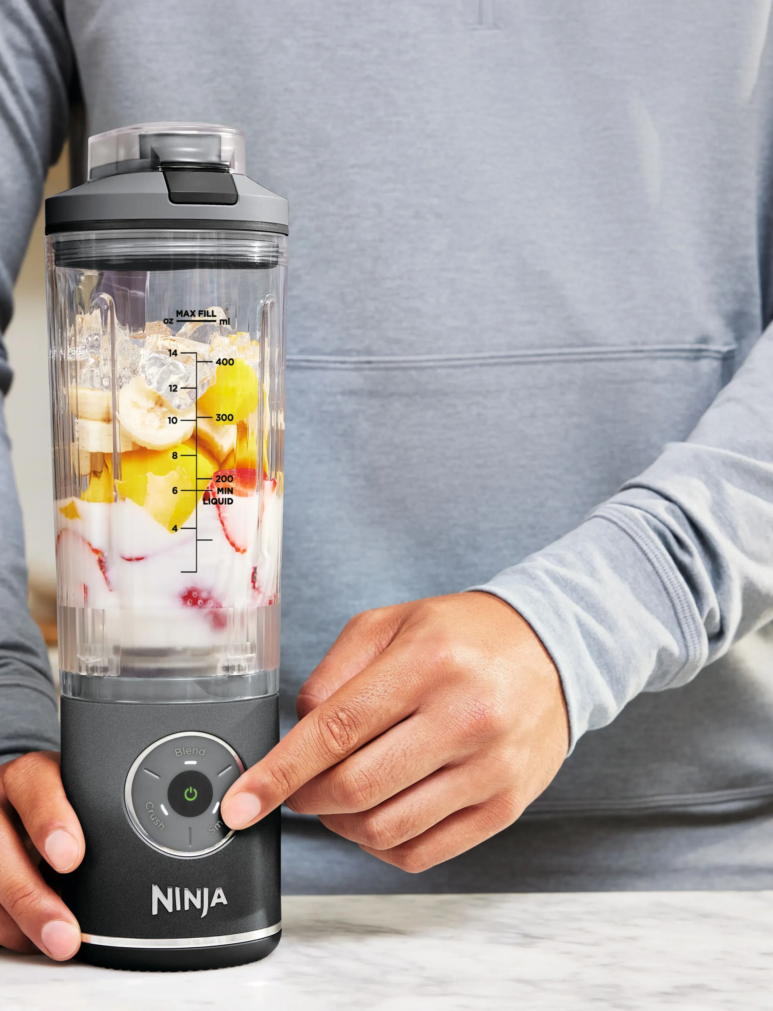 Ninja - NINJA BLAST MAX PORTABLE BLENDER - COOL GREY - mikserid ja blenderid - grey - 2