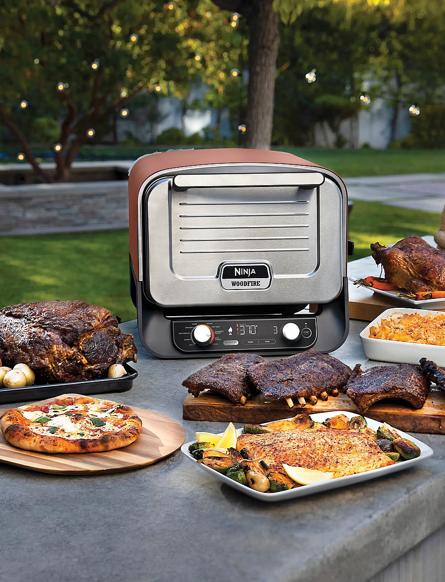 Ninja - NINJA WOODFIRE OO101EU OUTDOOR ELECTRICAL OVEN AND SMOKER 2400W - kuumaõhufritüürid - brown - 2