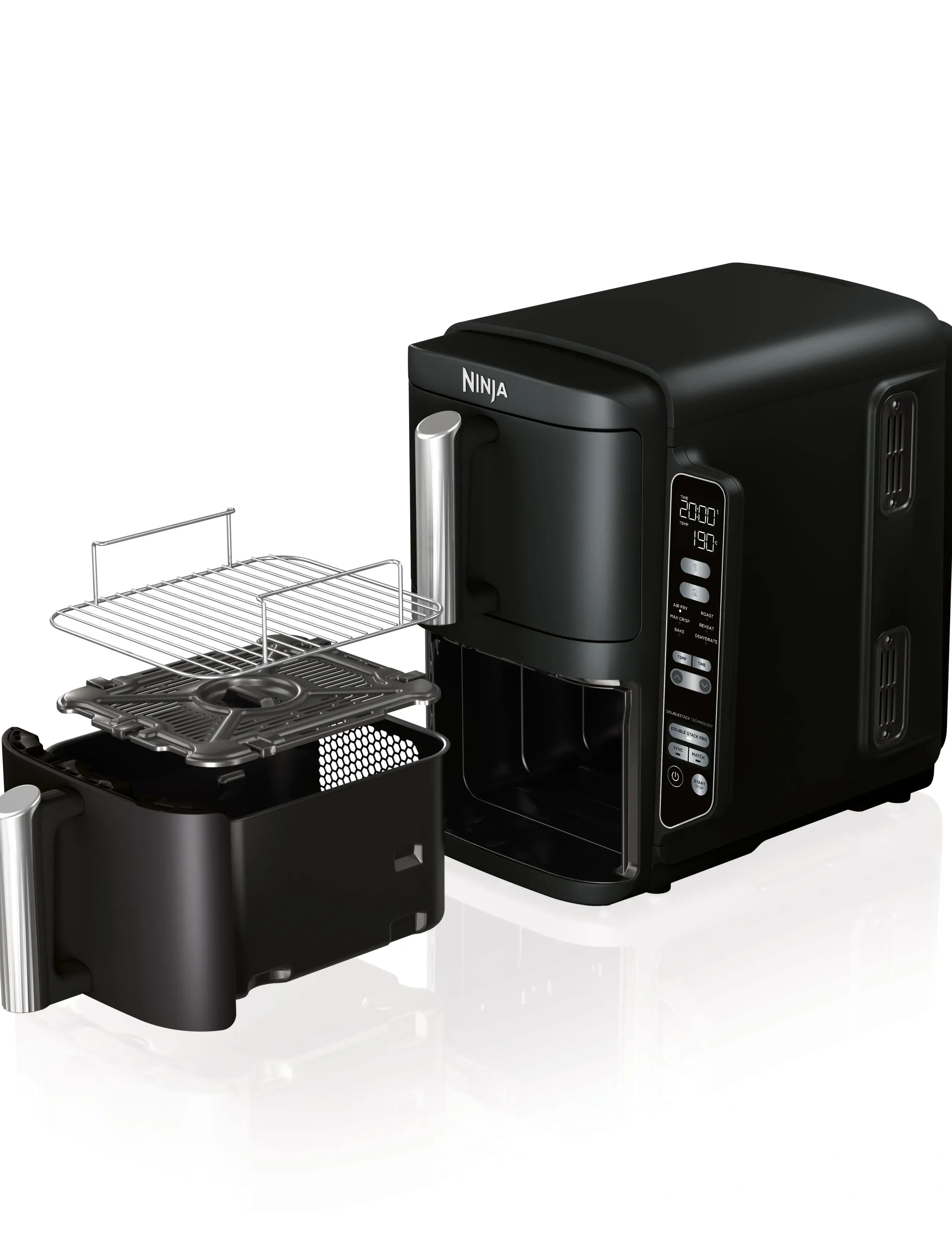 Ninja Sl300Eu Double Stack Airfryer 2-Låda 7,6L, 7.6 L, Kitchen Appliances, Schwarz - Air Fryers, Homeware