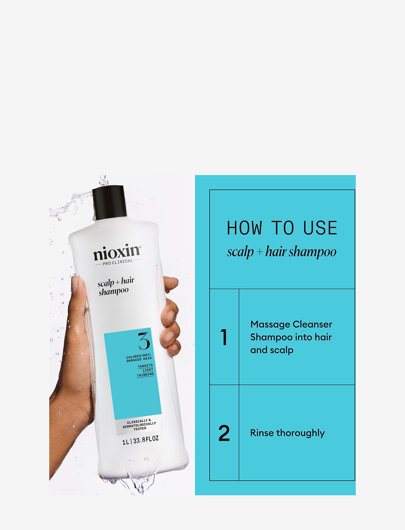 Nioxin - Nioxin System 3 Shampoo for Colored Thinning Hair 1000 ml - Šampūnas - no color - 2