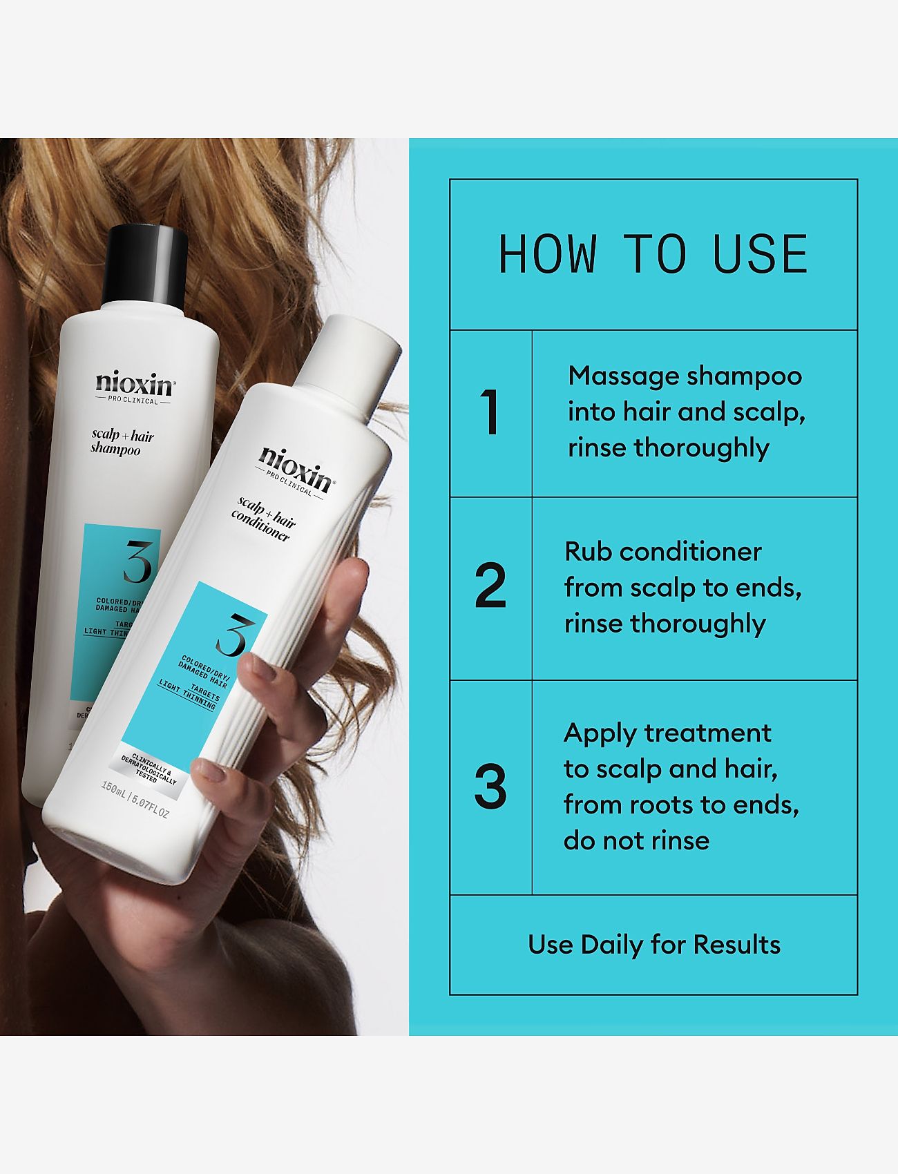 Nioxin - Nioxin System 3 Trial Kit for Colored Thinning Hair - til ham - no color - 2