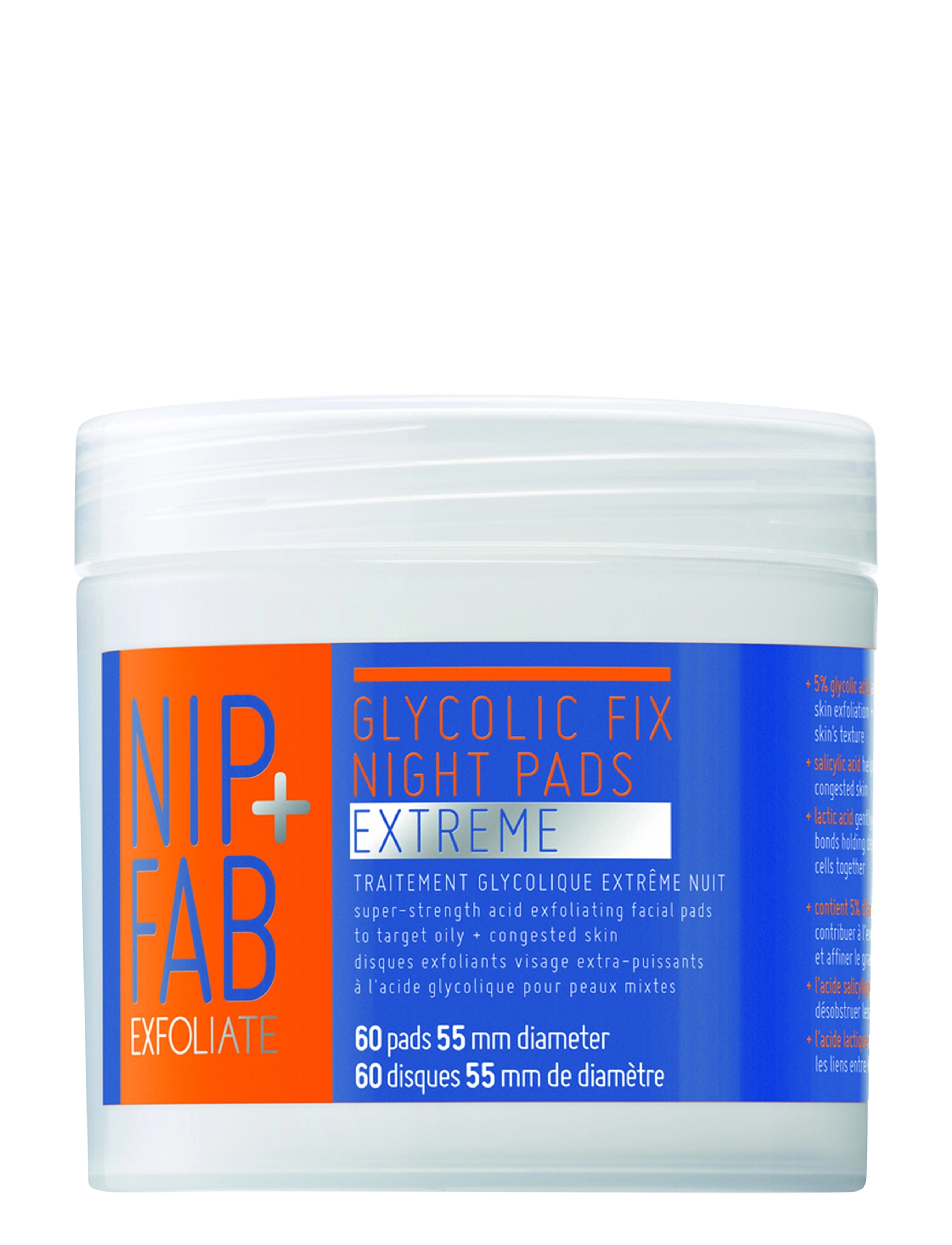 Nip+Fab Glycolic Fix X-Treme Pads, 127 g, Nude, Rengøringsmidler > Ansigtsservietter, Dame