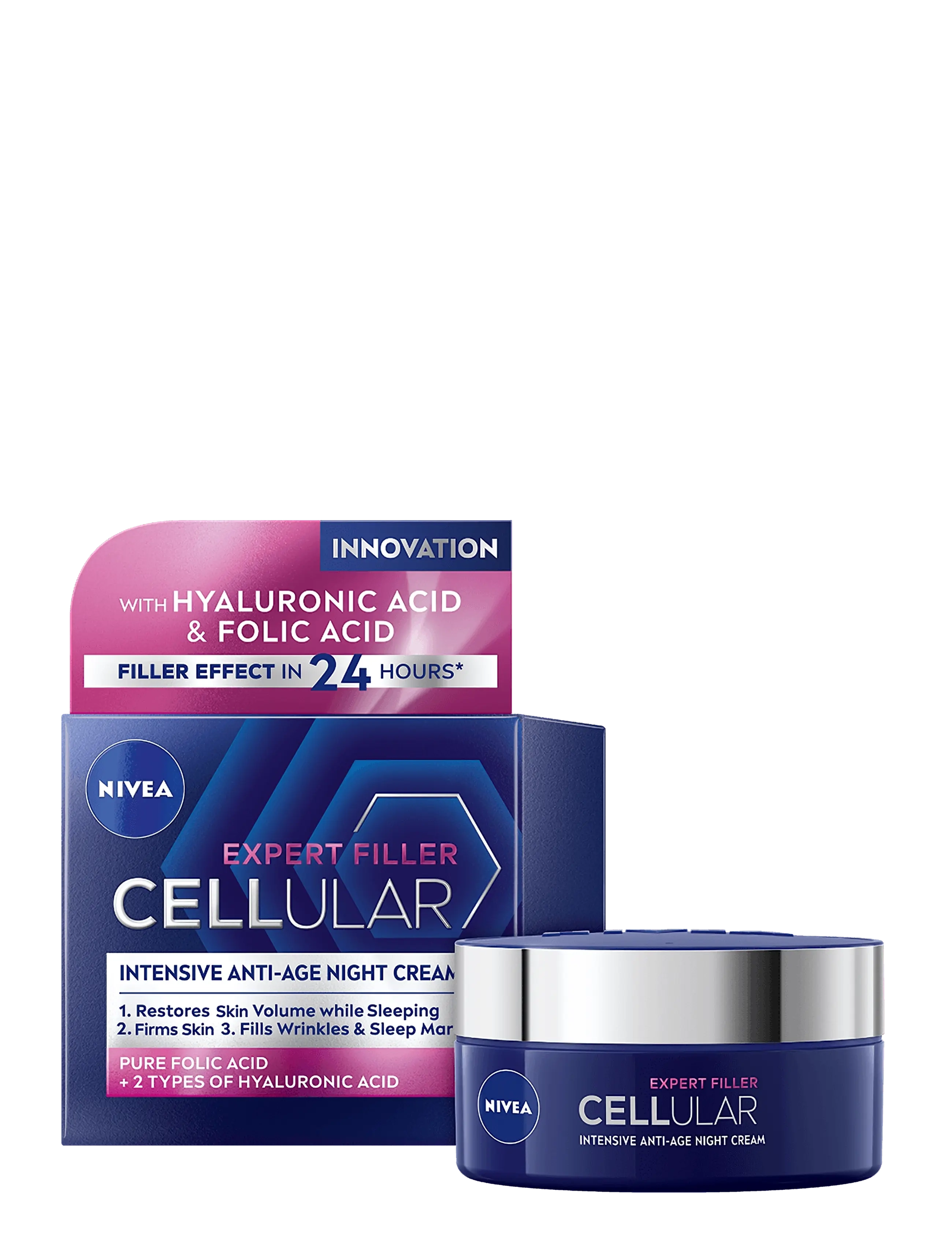 Nivea Cellular Expert Filler Night Cream, Night Creme, Nude, Str: 50 ML