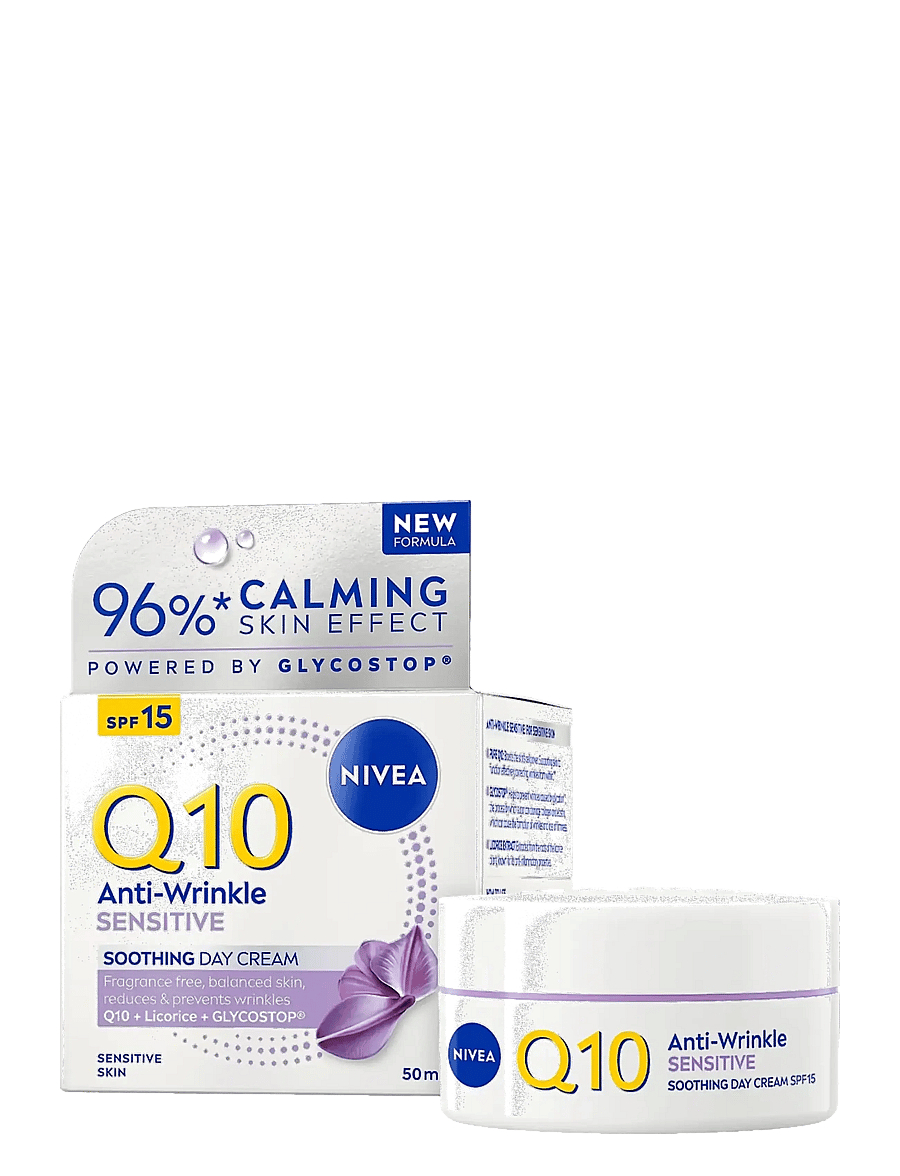 Nivea - Q10 Anti-Wrinkle Sensitive Soothing Day Cream - päevakreemid - clear - 0