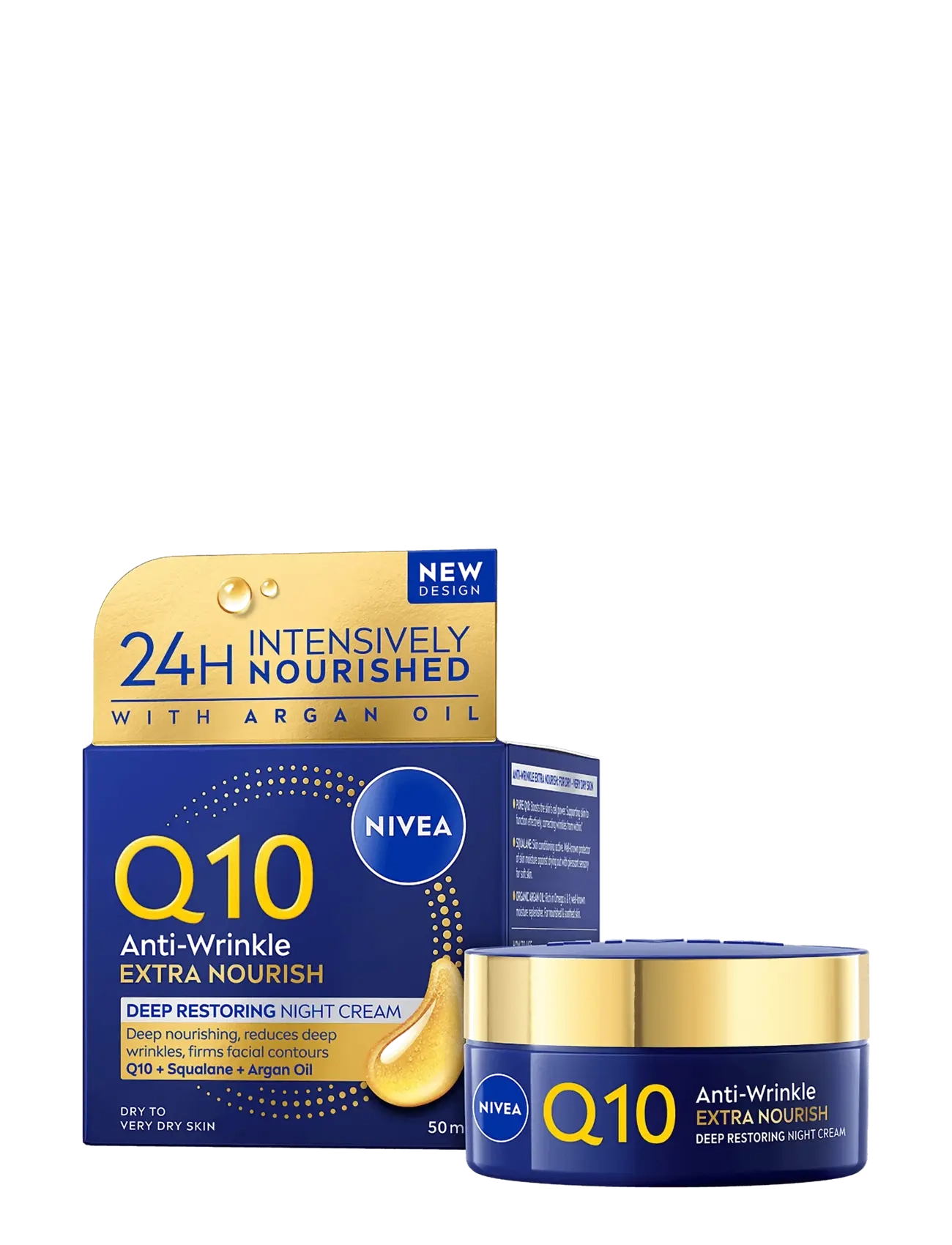 Nivea Q10 Anti-Wrinkle Extra Nourish Night Cream, 50 ml, Nude, Fugtighedscreme > Natcreme, Dame