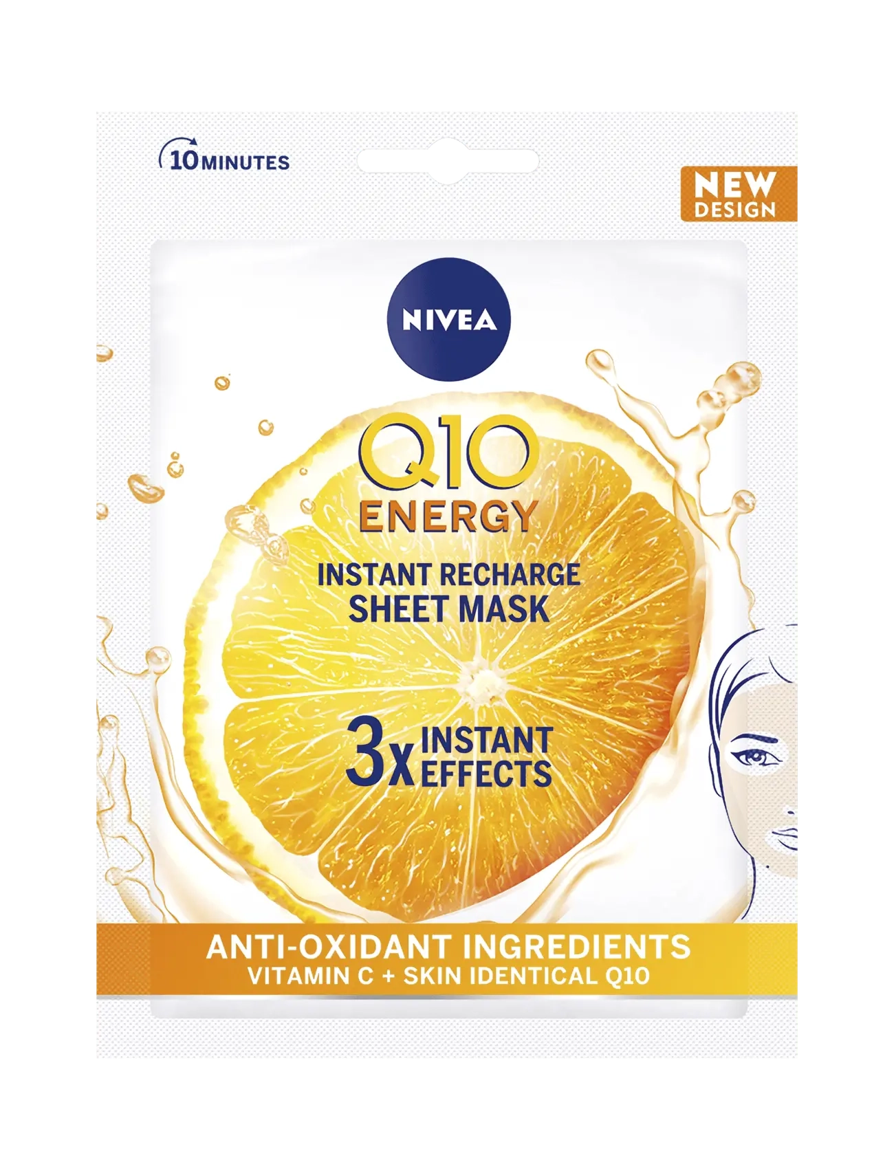 Nivea Q10 Anti-Wrinkle Energy Sheet Mask, Sheetmaske, Nude, Str: 1 ST