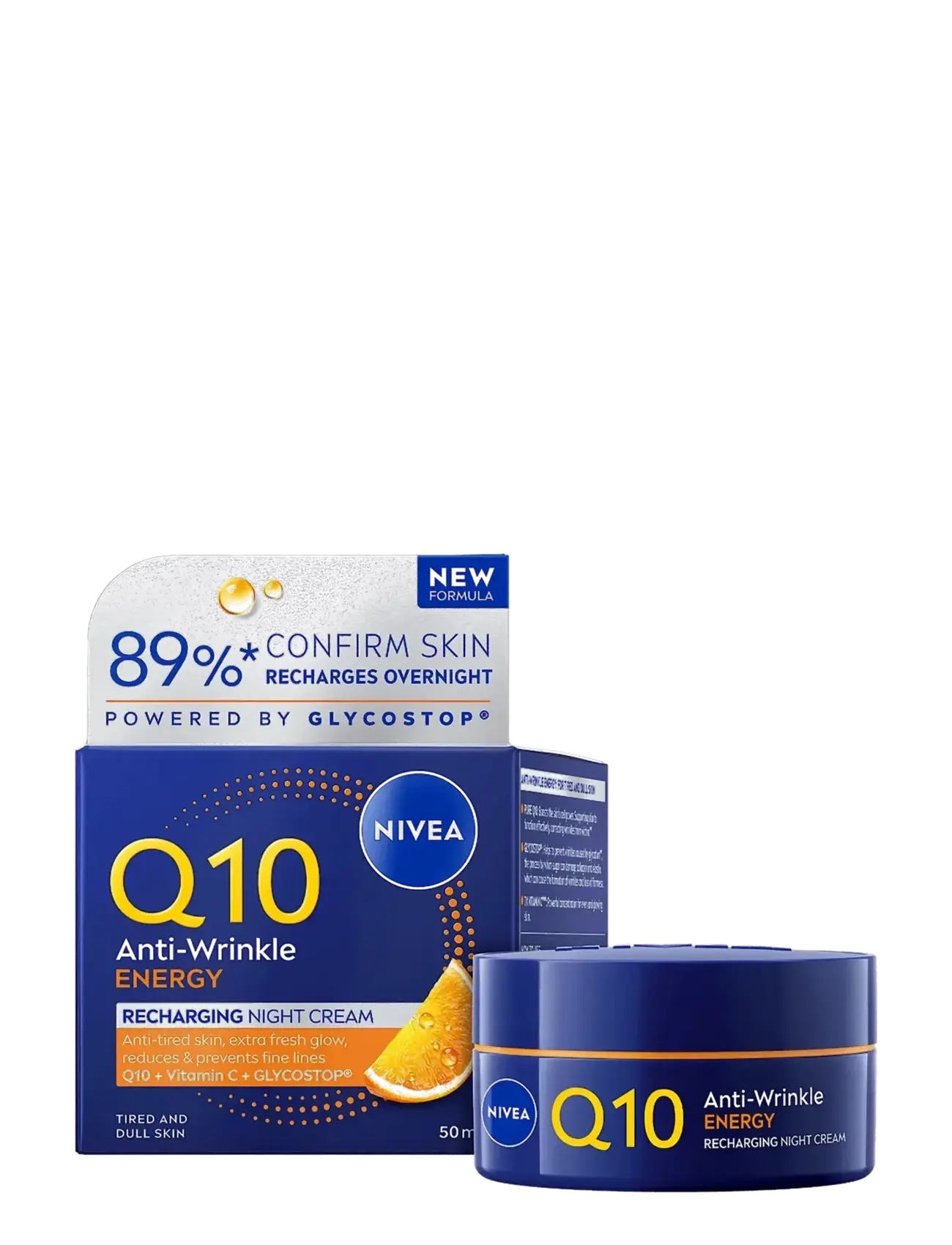 Nivea Q10 Anti-Wrinkle Energy Recharging Night Cream, 50 ml, Nude, Fugtighedscreme > Natcreme, Dame