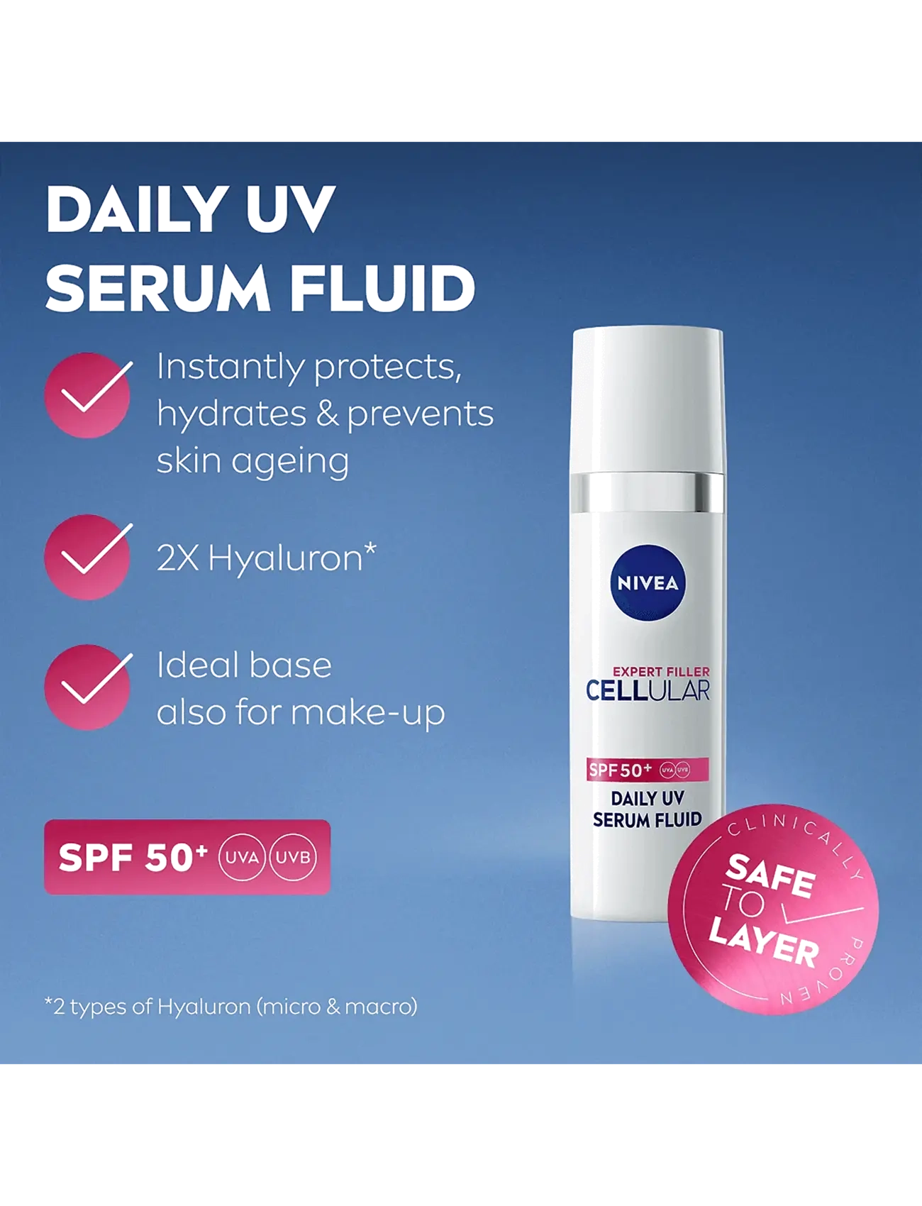 Nivea - Cellular Expert Filler SPF50+ Daily UV Serum Fluid - til ansigtet - clear - 1