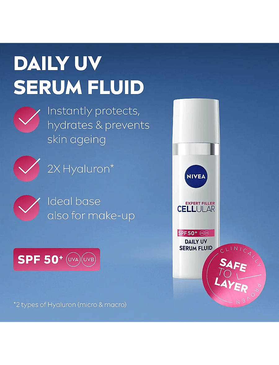 Nivea - Cellular Expert Filler SPF50+ Daily UV Serum Fluid - til ansigtet - clear - 1