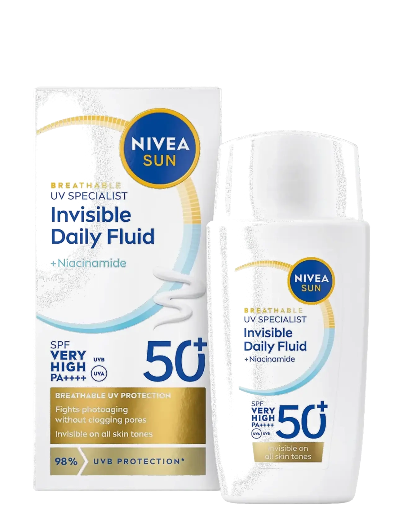 Nivea Uv Face Invisible Daily Fluid Spf 50+, Ansigt, Nude, Str: 40 ML