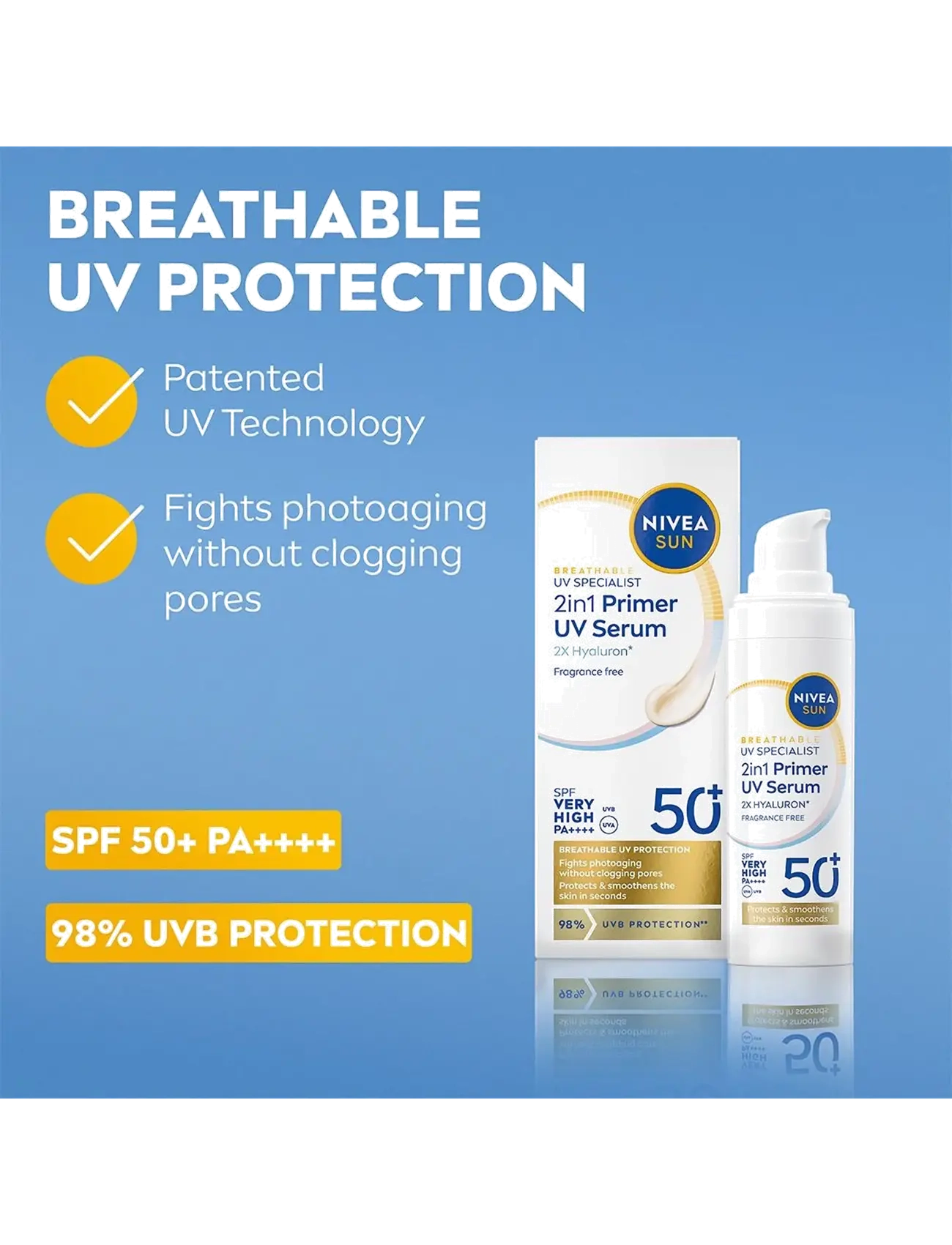 Nivea - UV Face specialist 2in1 Primer Daily UV Serum SPF 50 + - til ansigtet - clear - 1