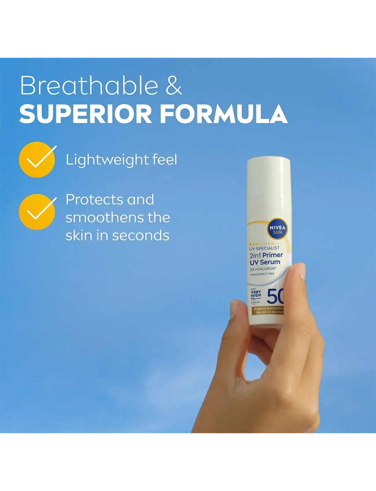 Nivea - UV Face specialist 2in1 Primer Daily UV Serum SPF 50 + - til ansigtet - clear - 2