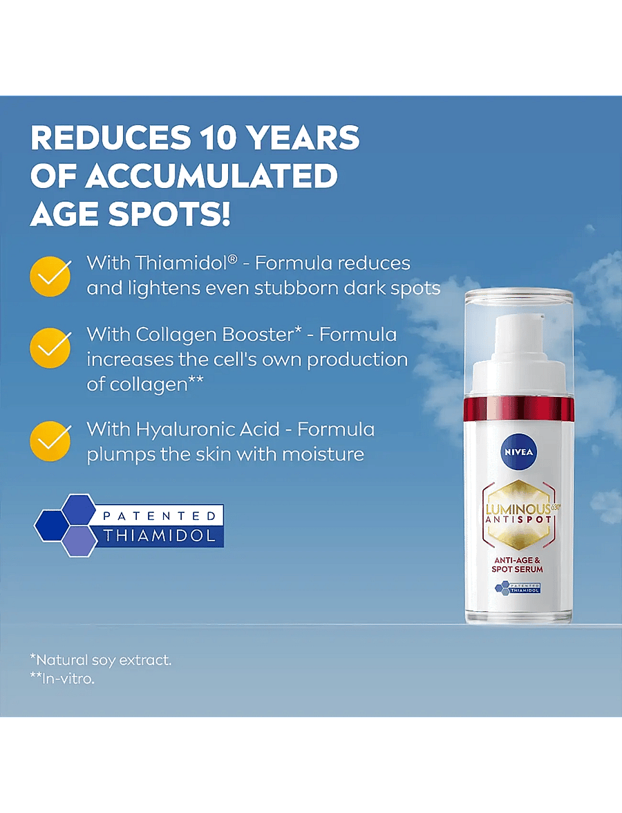 Nivea - LUMINOUS630® ANTI DARK-SPOT ANTI-AGE & SPOT SERUM - spordihooldusvahendid - clear - 1