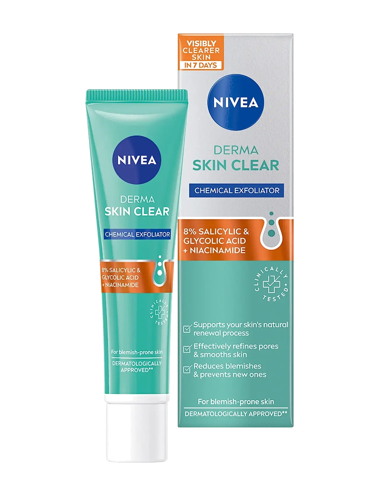 Nivea Derma Skin Clear Chemical Exfoliator, Skrællekniv, Nude, Str: 40 ML