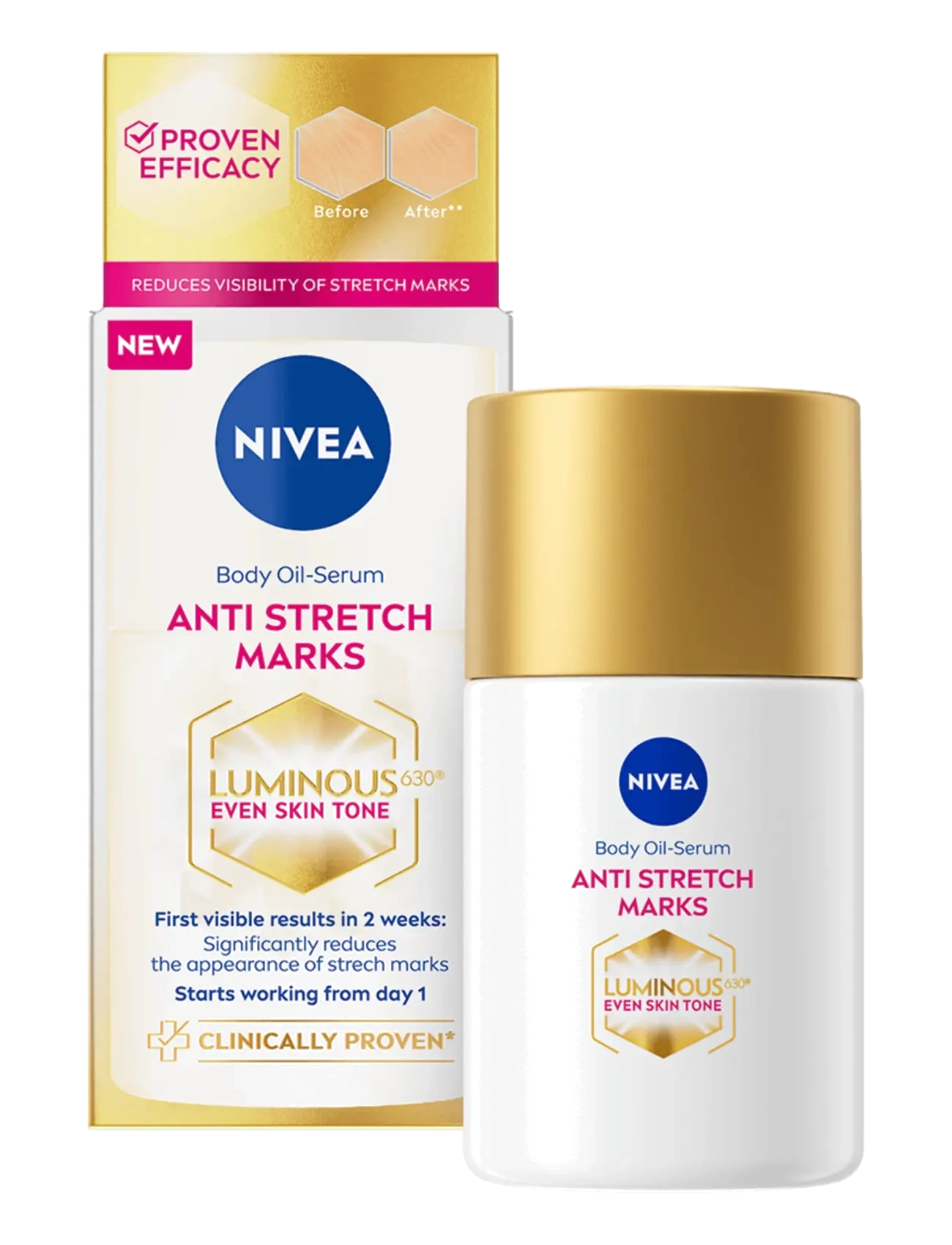 Nivea Luminous630 Anti Stretch Mark Body Oil-Serum, 100 ml, Nude, Krop > Kropsolier, Dame