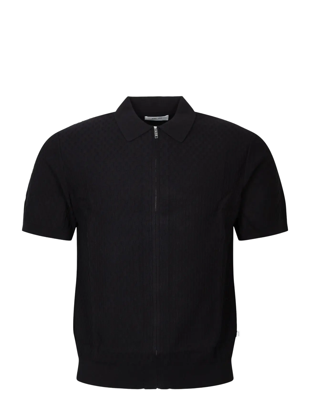 NN.07 Gustav 60016 Polo, Mænd, Strikket Zip Polo Shirt, Sort, Str: L
