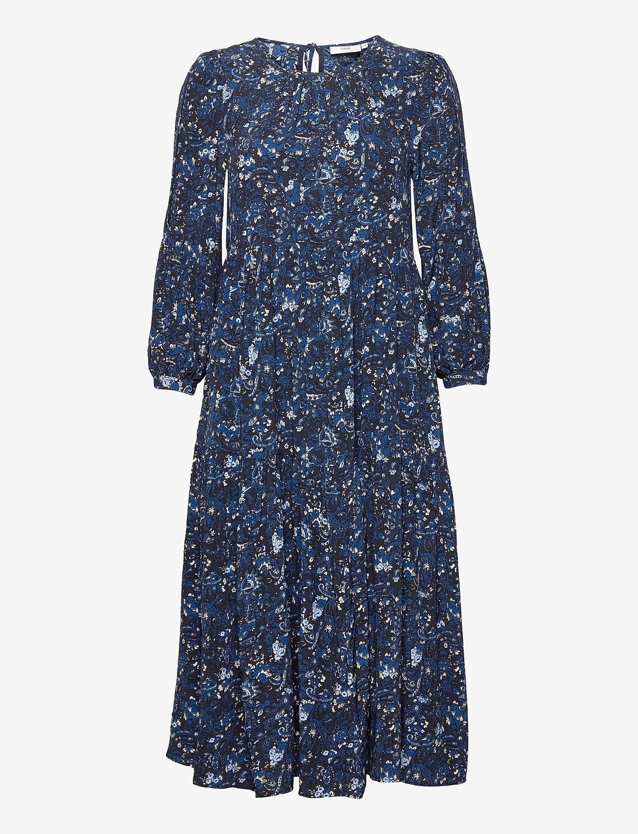 Noa Noa - Dress long sleeve - midiklänningar - print blue - 0