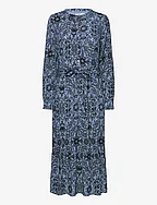 LouiseNN Dress Long - PRINT BLUE/BLACK