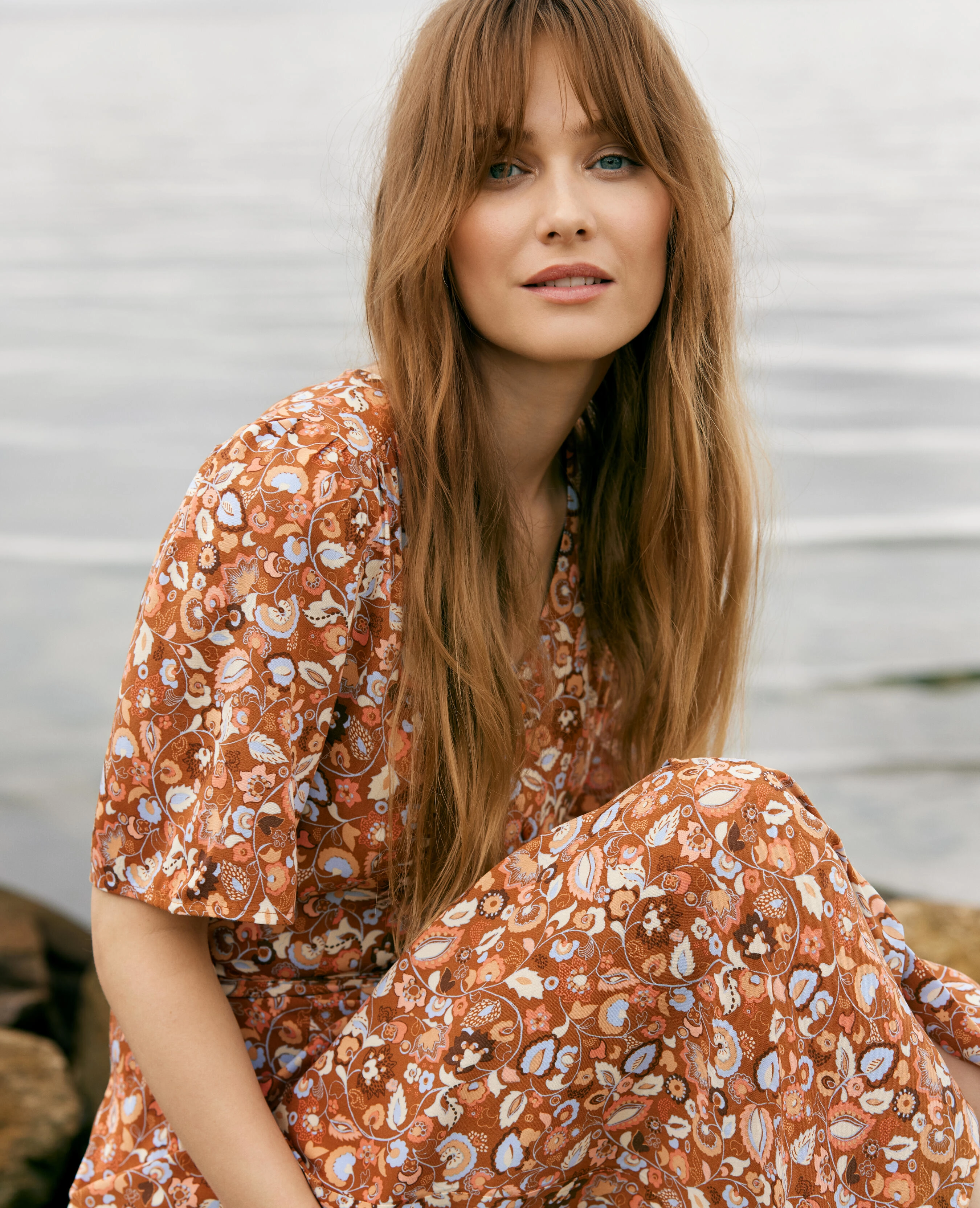 Noa Noa - Dress short sleeve,Below knee - print brown - 2