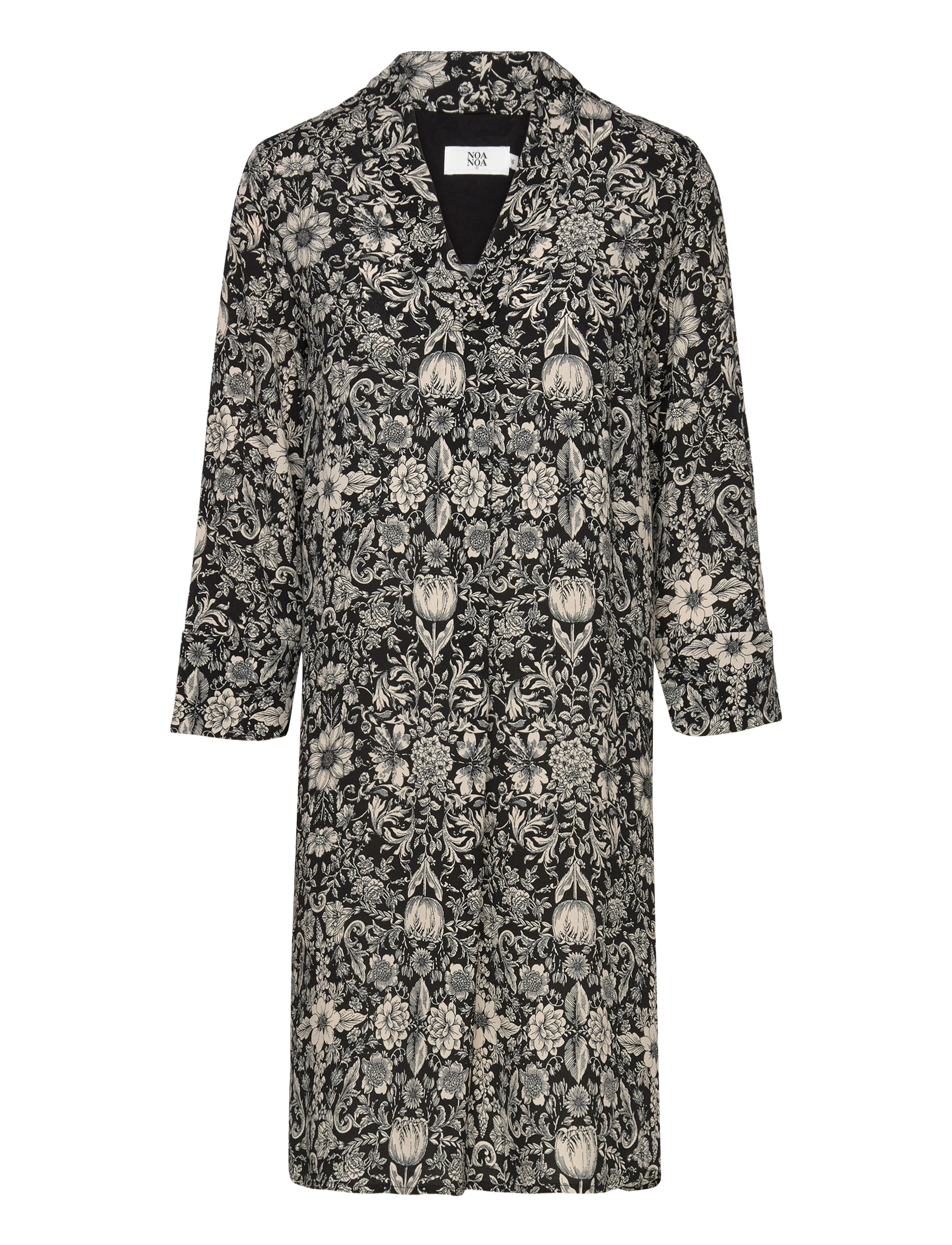 Noa Noa LouiseNN Dress Short - Kleider - PRINT BLACK/OFFWHITE / green
