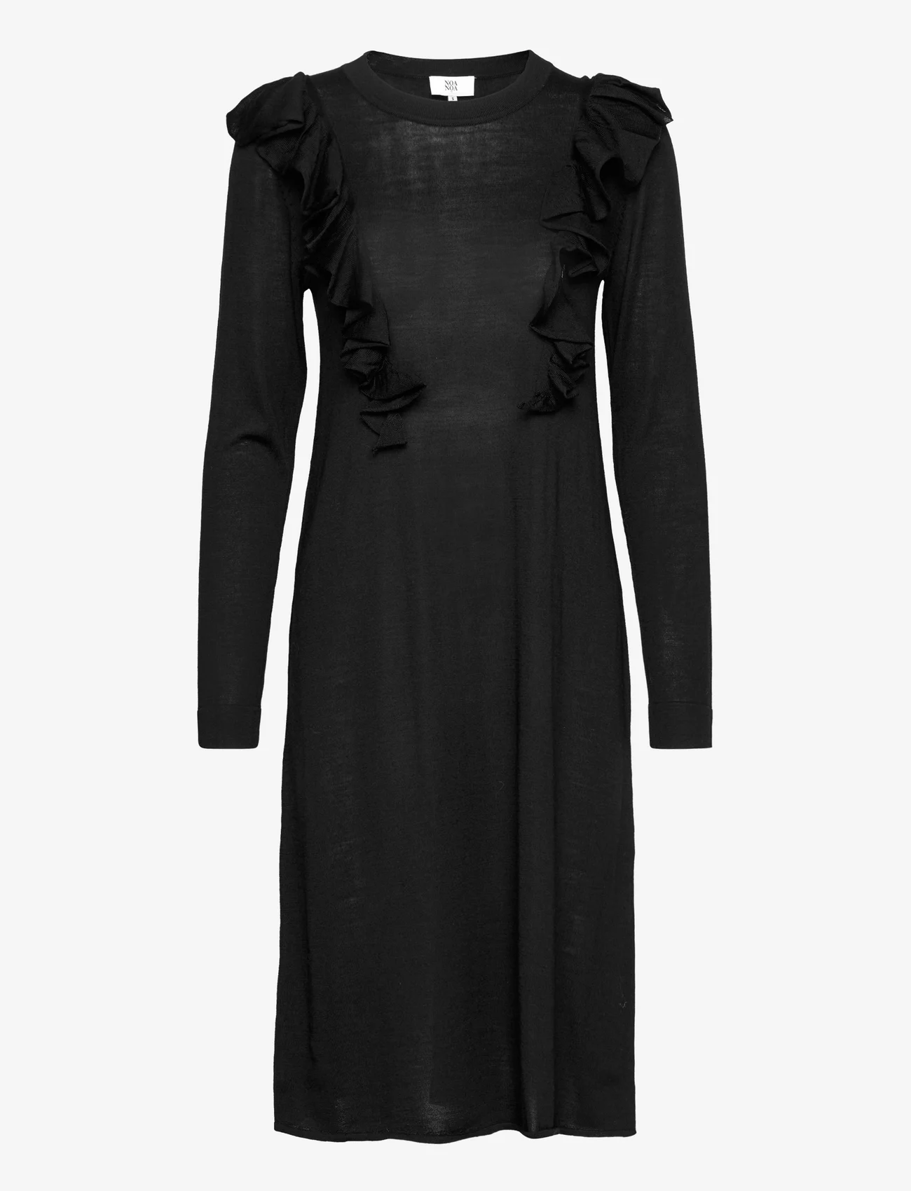 Noa Noa - Dress long sleeve - midi garuma kleitas - black - 0