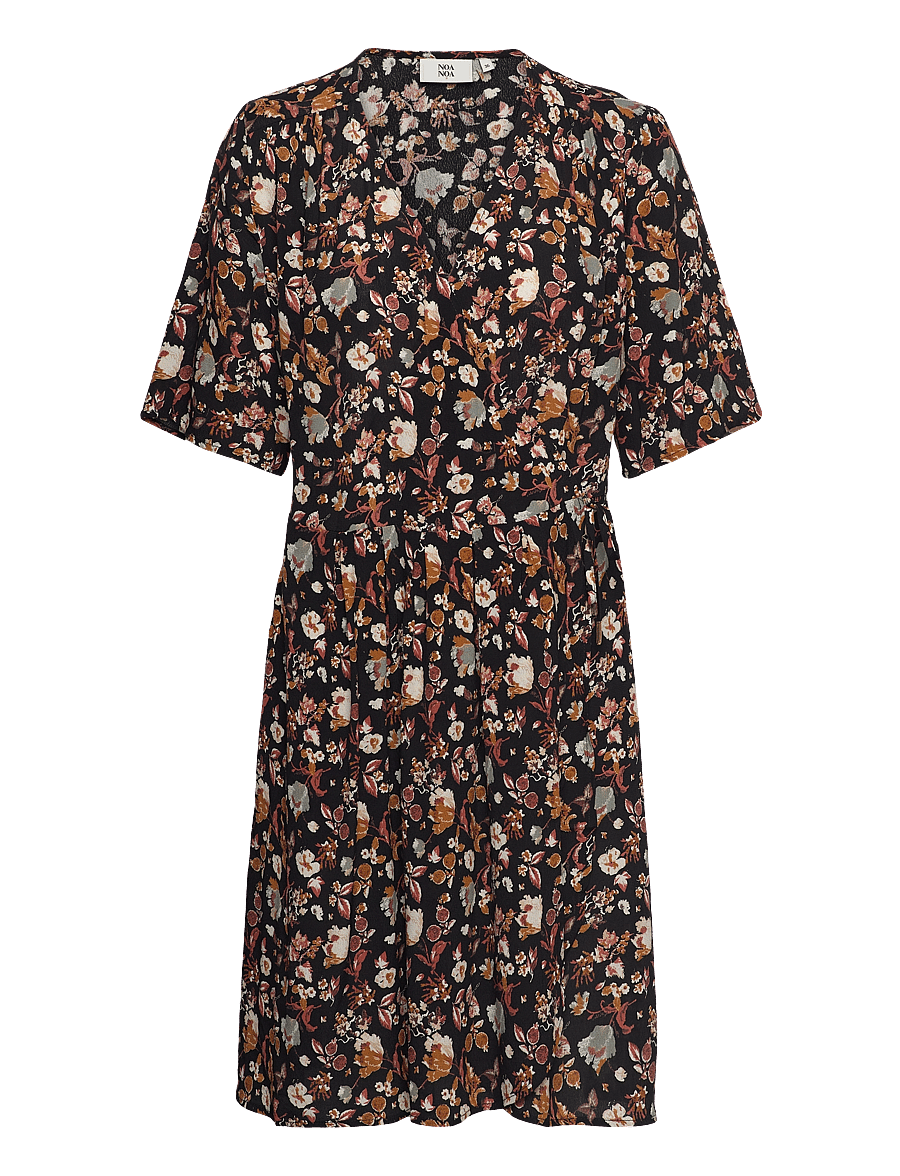 Noa Noa - LaureenNN Dress - omlottklänningar - print black/white/brown - 1