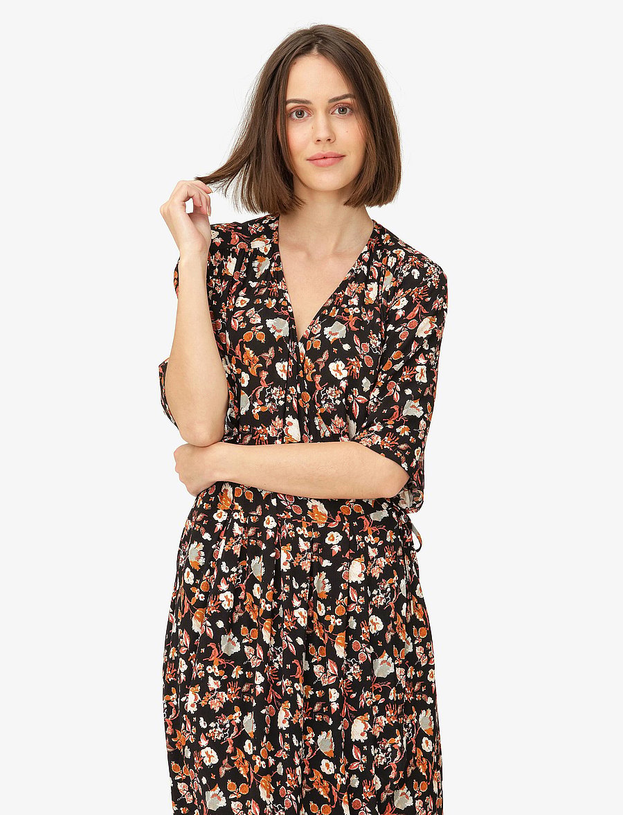Noa Noa - LaureenNN Dress - omlottklänningar - print black/white/brown - 5