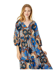 Noa Noa - CarolinaNN Dress - midiklänningar - print blue/brown - 4