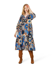 Noa Noa - CarolinaNN Dress - midikleidid - print blue/brown - 5