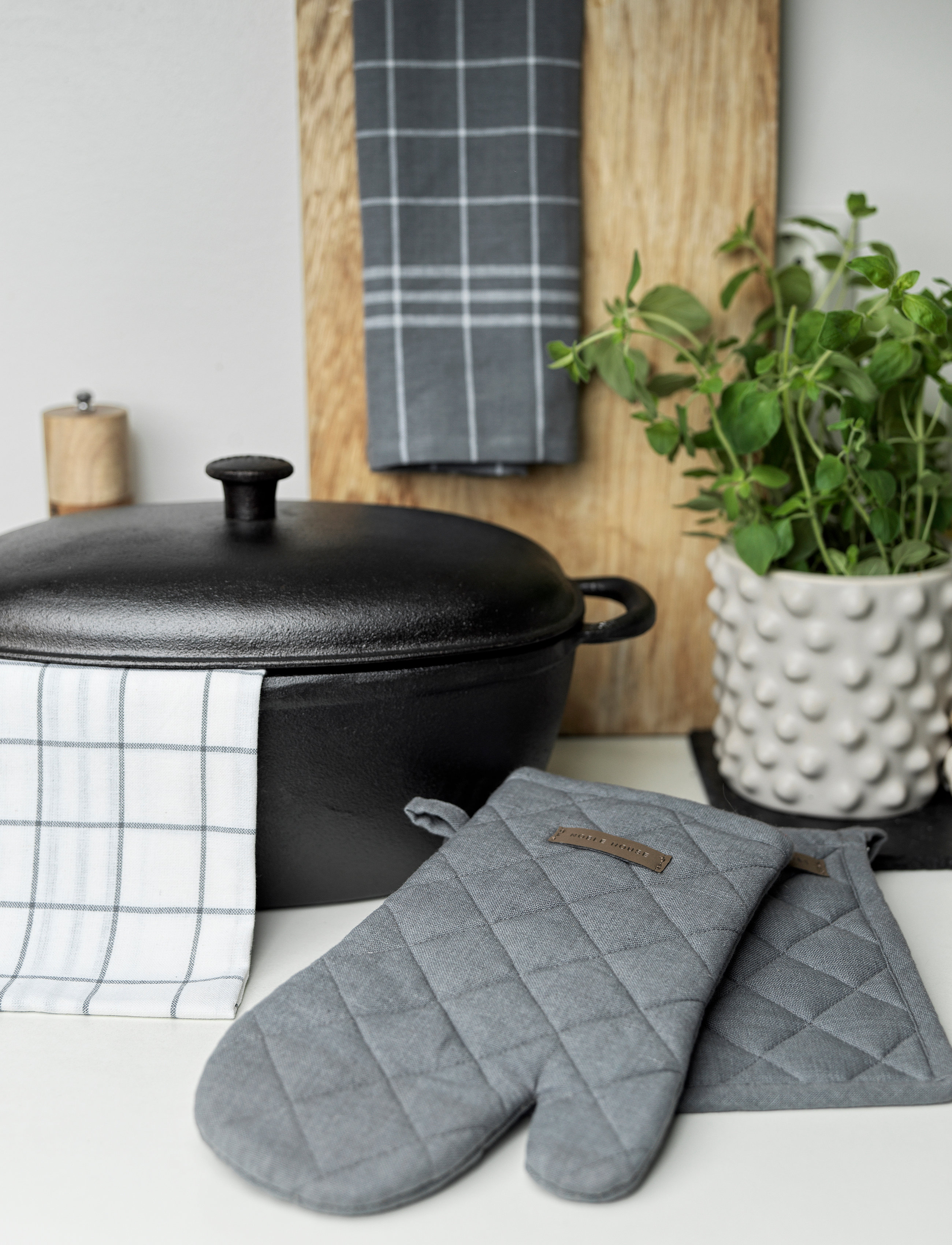 Noble House cm, 20X20 cm, Grey, Køkkentekstiler > Ovnvanter Og Handsker, Unisex