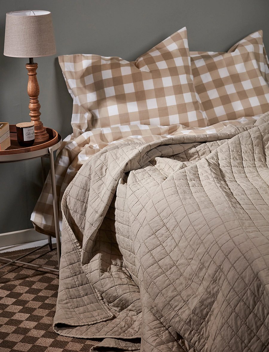 Noble House - BED SET RECYCLED GRS KHAKI GREEN 2-P - bed sets - check - 0