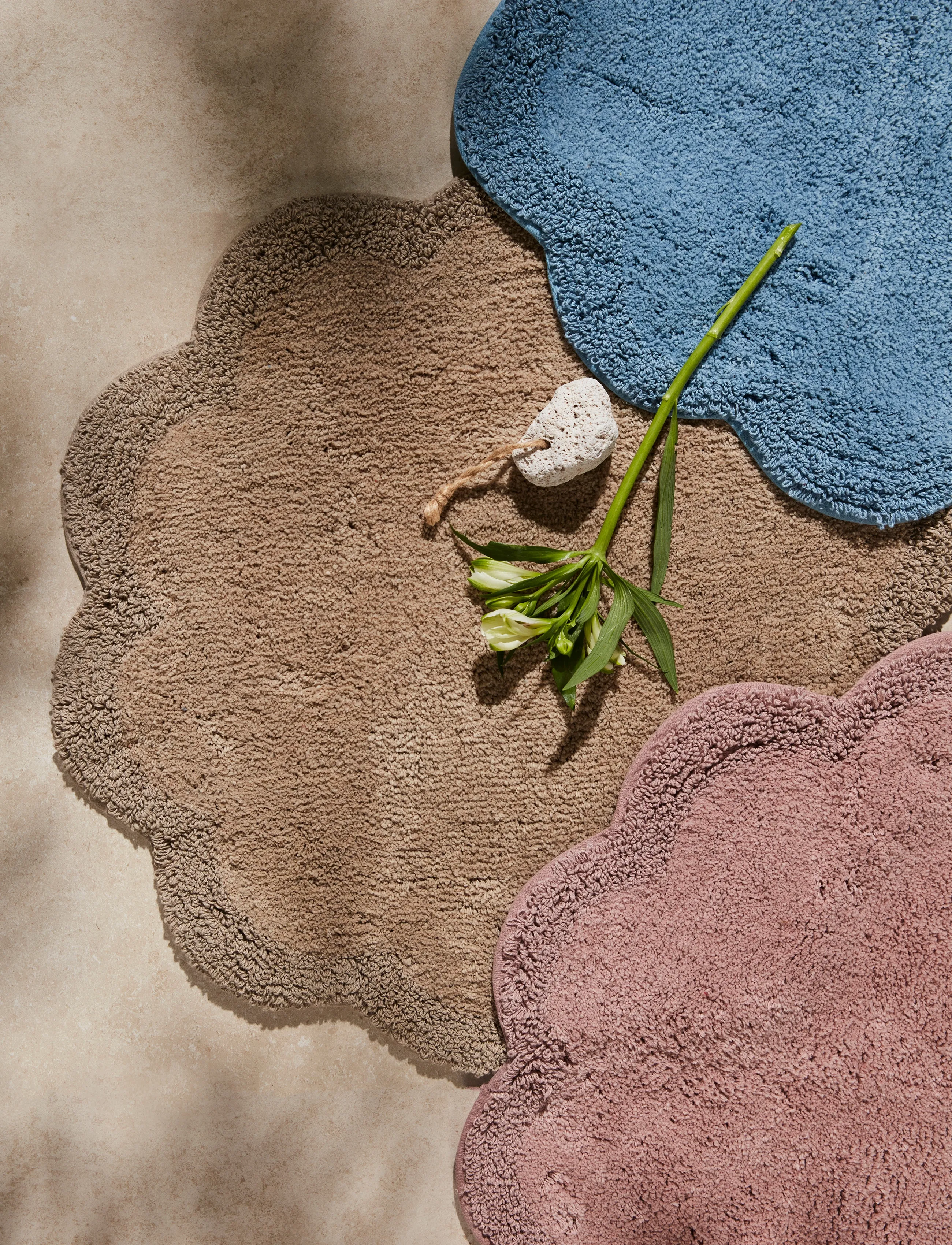 Noble House Badeværelsesmåtte Blom Beige 60, 60X60 cm, Rugs & Carpets, - Bath Rugs, Homeware