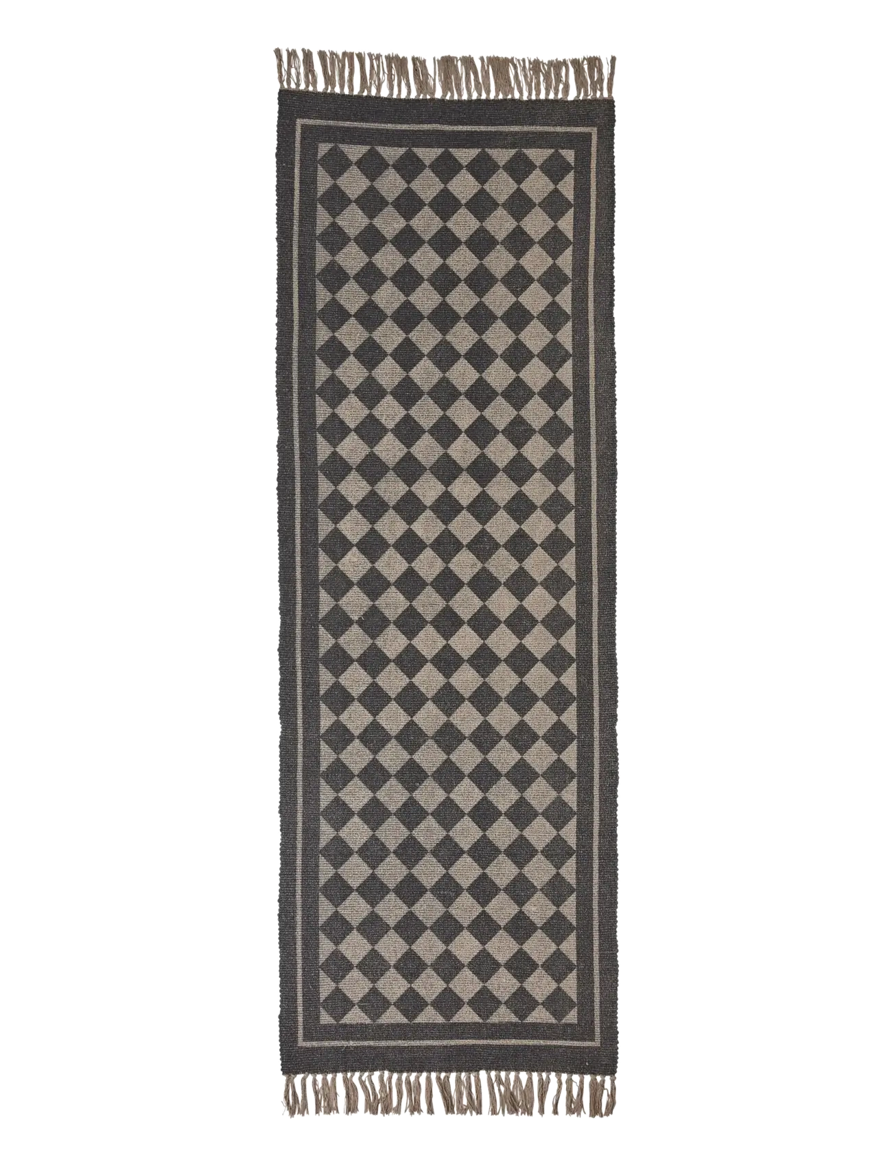 Noble House RUG CHECK BROWN 70x200 - Textiles - BLACK / black