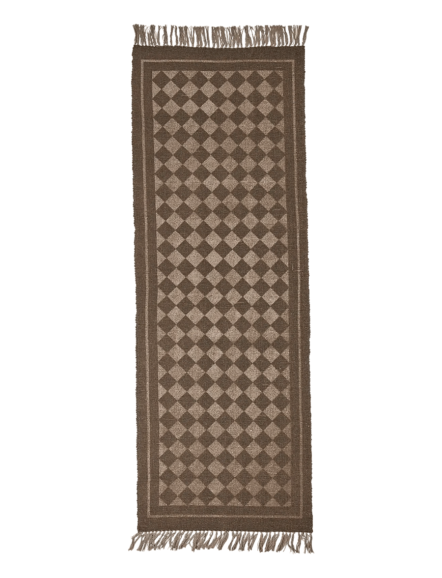 Noble House - RUG CHECK BROWN 70x200 - baumwollteppiche & flickenteppich - brown - 1