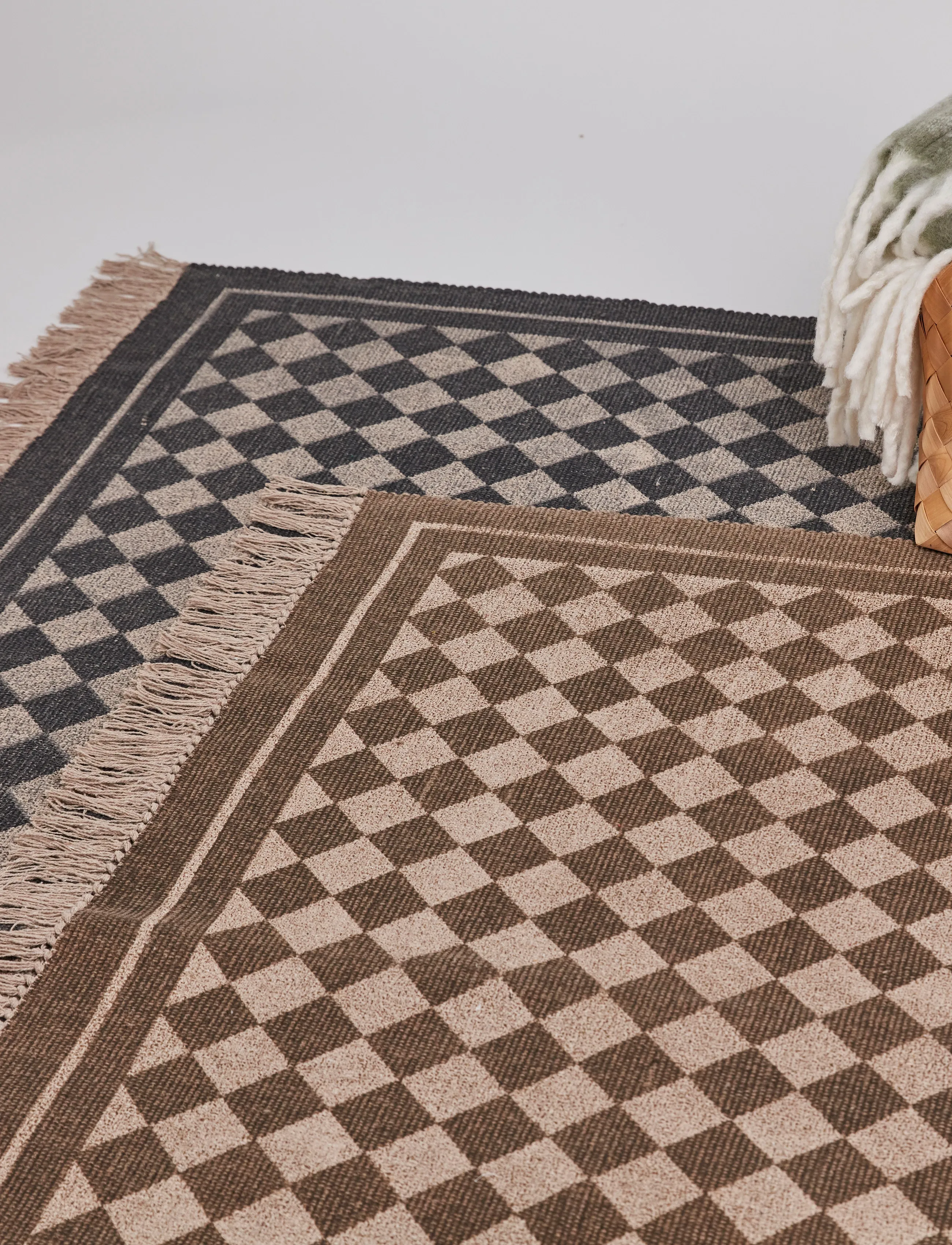 Noble House - RUG CHECK BROWN 70x200 - cotton rugs & rag rugs - brown - 0