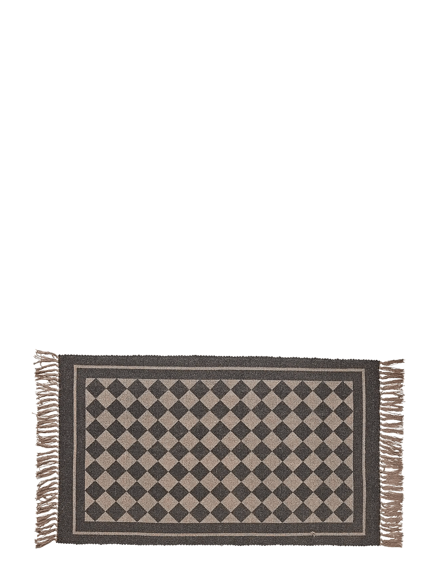 Noble House - RUG CHECK BLACK 140x200 - baumwollteppiche & flickenteppich - black - 0