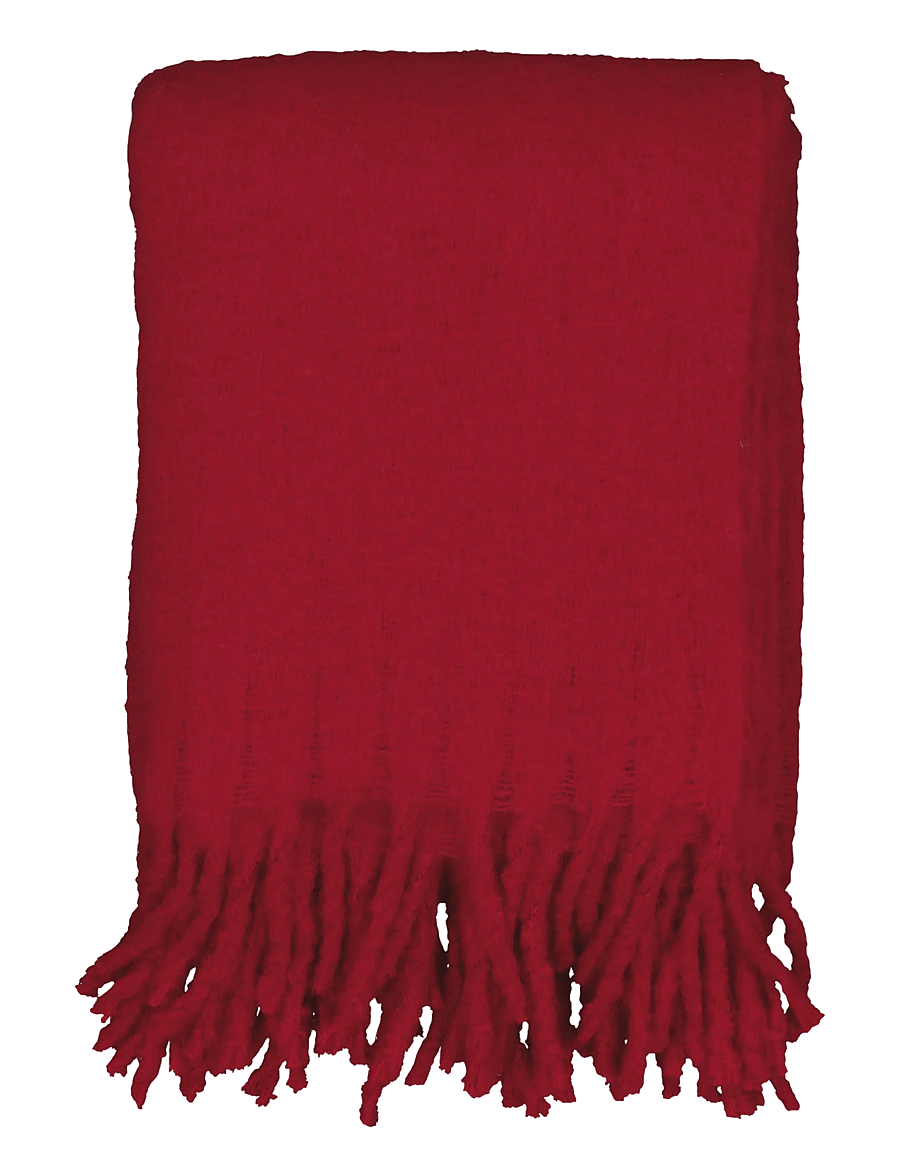 Noble House - BLANKET RUNE, DARK GREEN 125X150+10+10 CM - red - 1