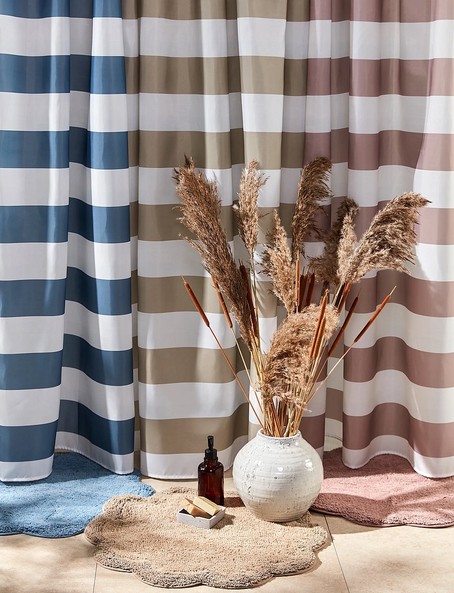 Noble House - SHOWER CURTAIN BIG STRIPE - die niedrigsten preise - light linen beige - 1