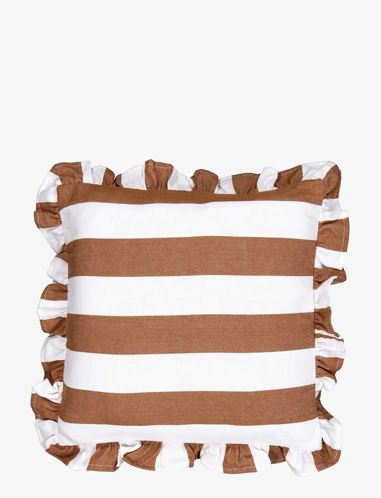 Noble House - CUSHION COVER VOLANG - tyynynpäälliset - cognac stripe - 1