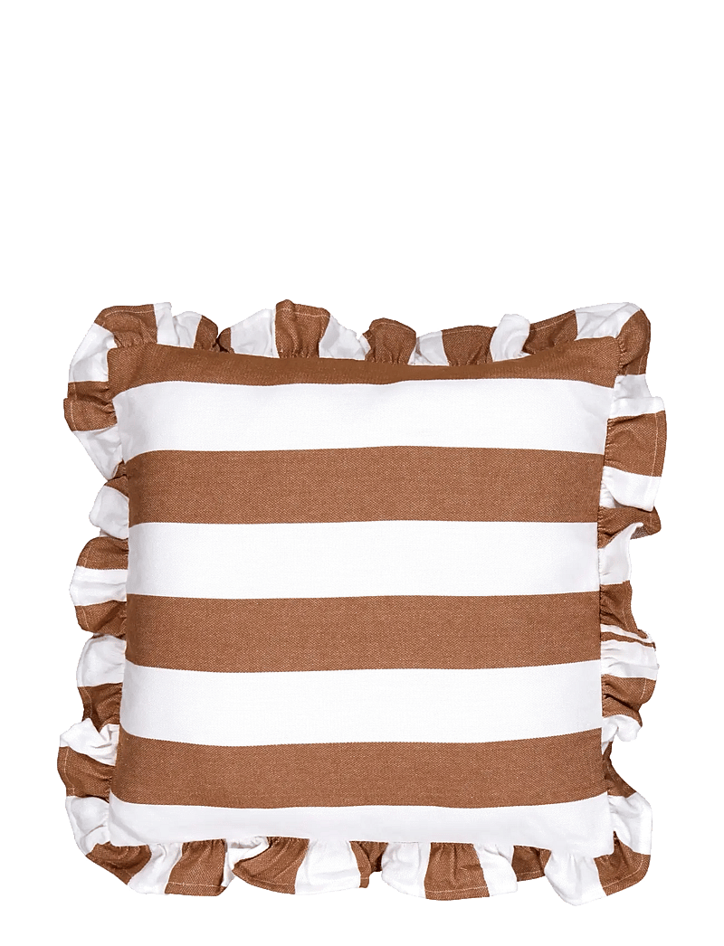 Noble House - CUSHION COVER VOLANG - tyynynpäälliset - cognac stripe - 1