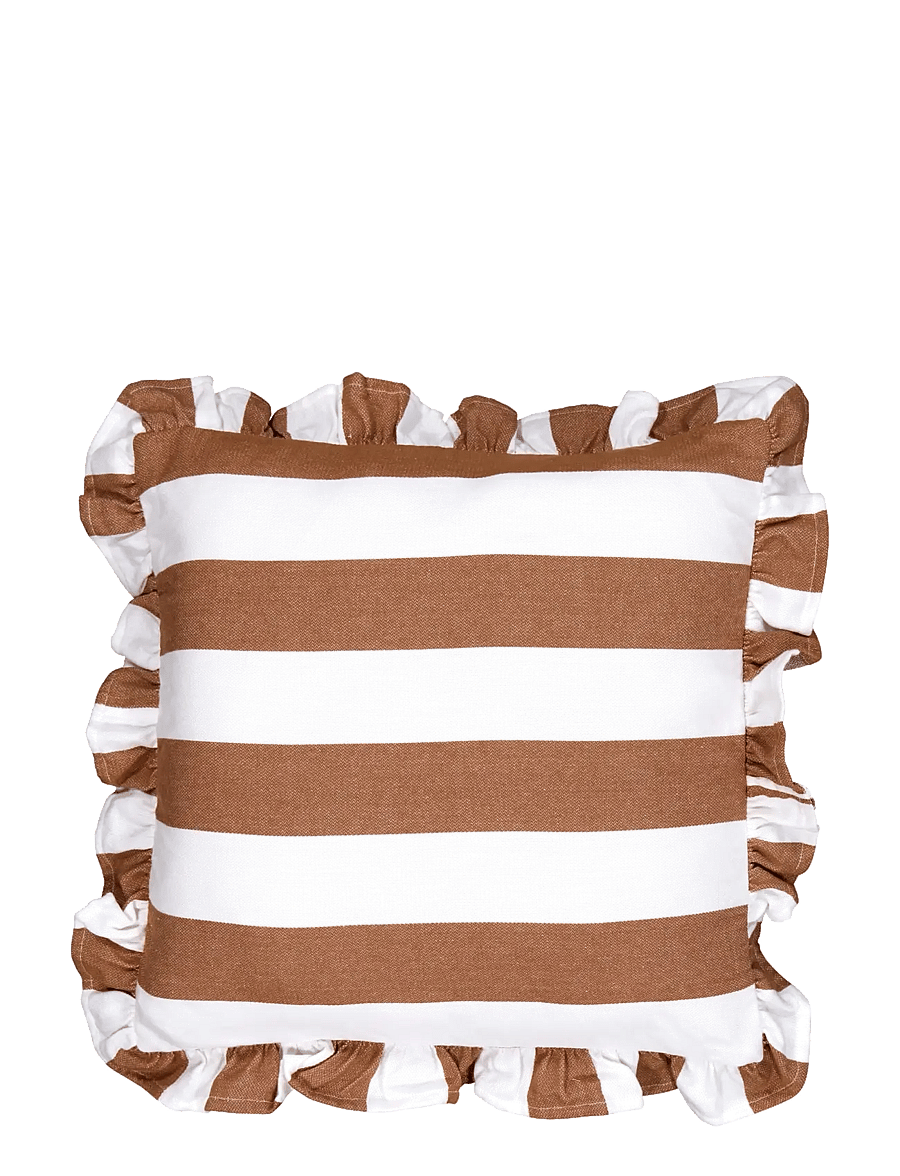 Noble House - CUSHION COVER VOLANG - die niedrigsten preise - cognac stripe - 0
