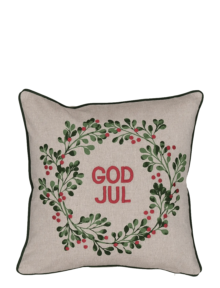 Noble House - CUSHION X-MAS GRS, GARLAND SWE 45X45 CM - weihnachtsdekoration - garland swe - 1
