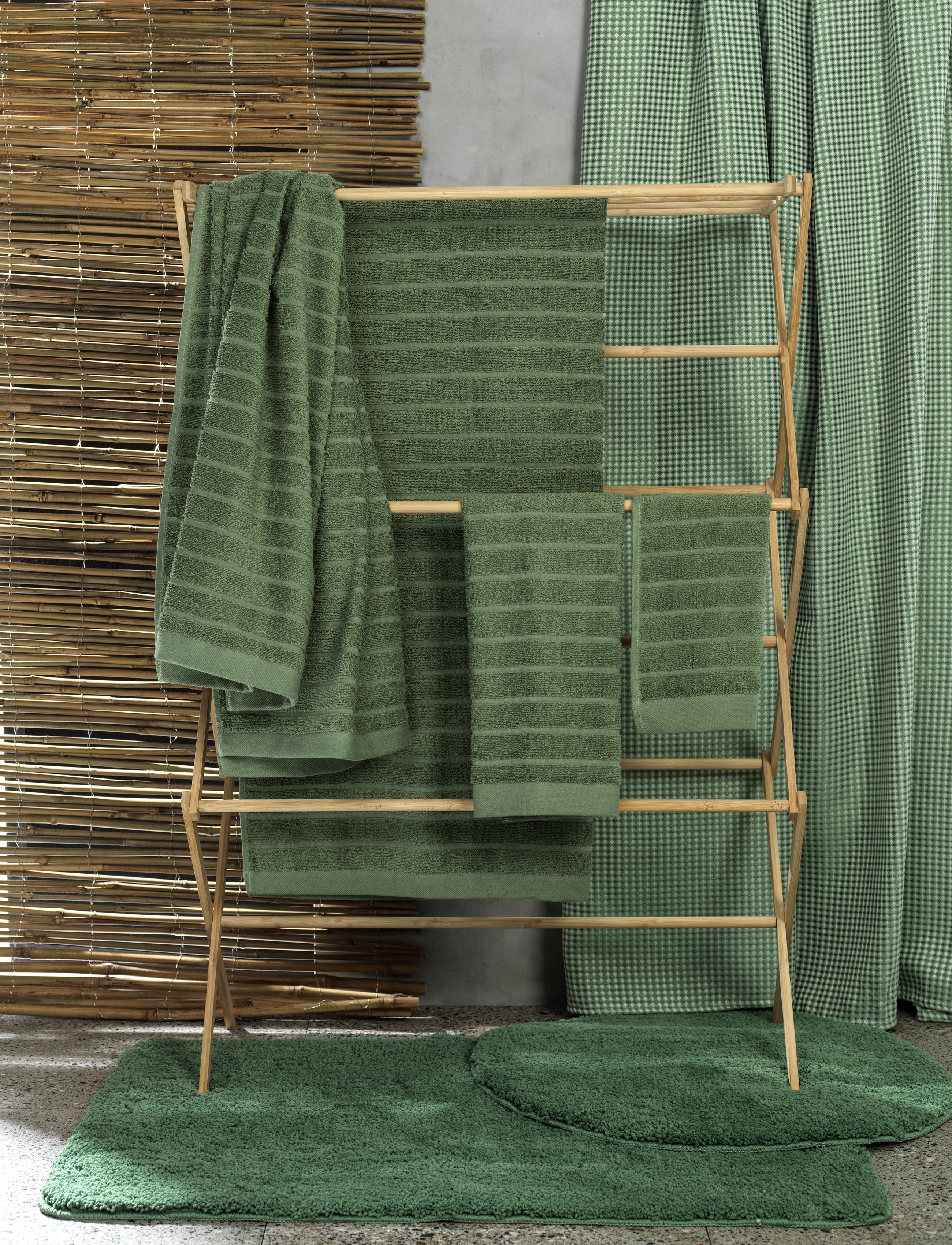 Noble House Terry Towel Novalie Stripe, 50X70 cm x 24, Towels & Bath Towels, Grün - Hand Homeware